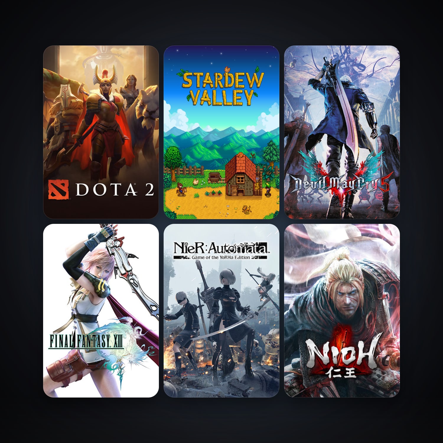 Dota 2 + FINAL FANTASY XIII, 16 games, clean — HabibiAccounts