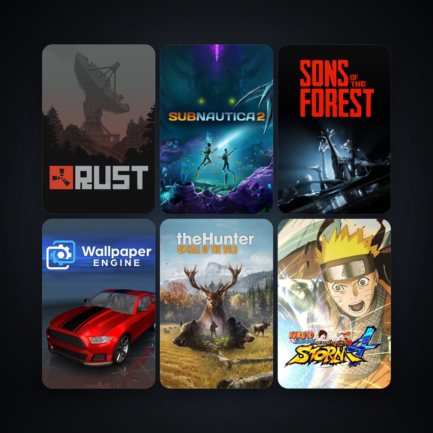 Rust + NARUTO SHIPPUDEN: Ultimate Ninja STORM 4, 21 games, clean — HabibiAccounts