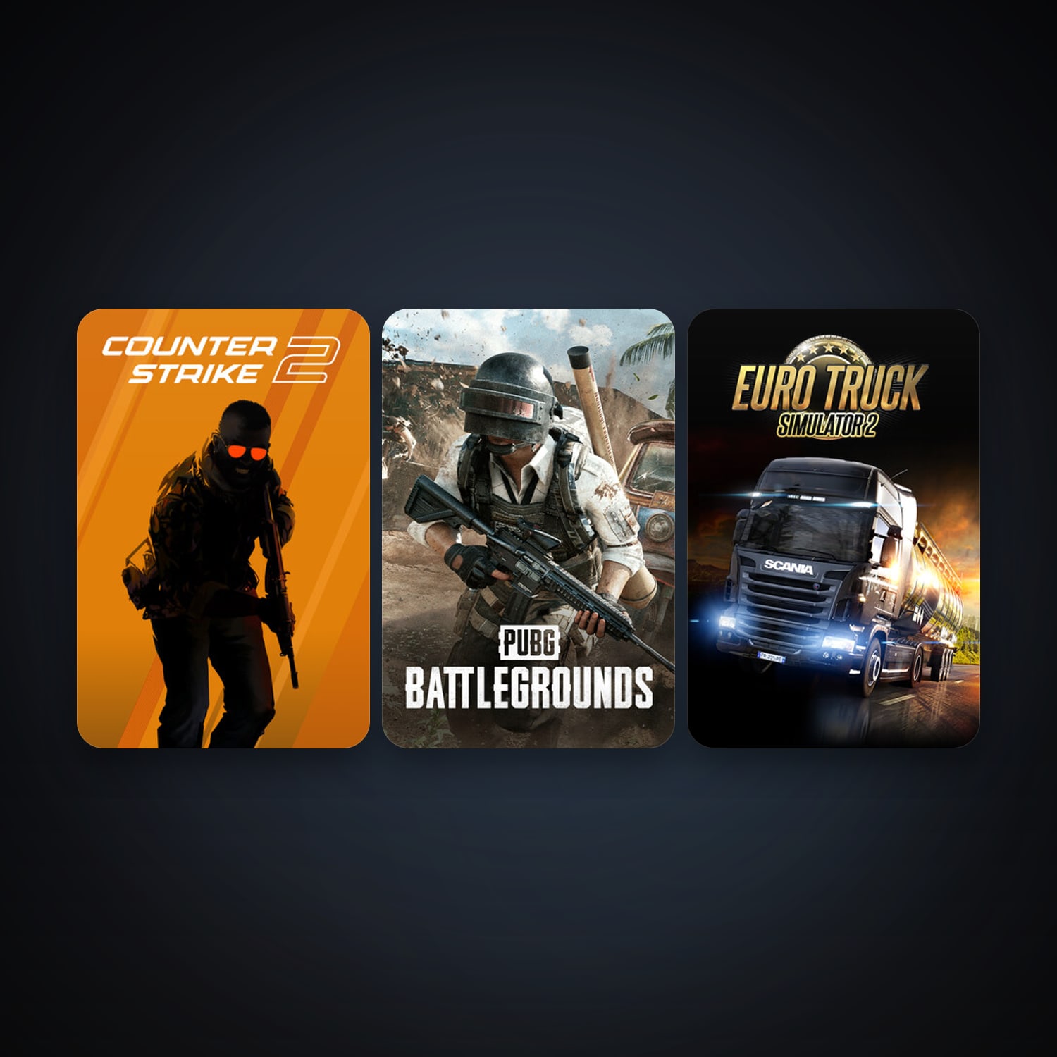 CS2 Prime + Euro Truck Simulator 2, 3 games, clean — HabibiAccounts