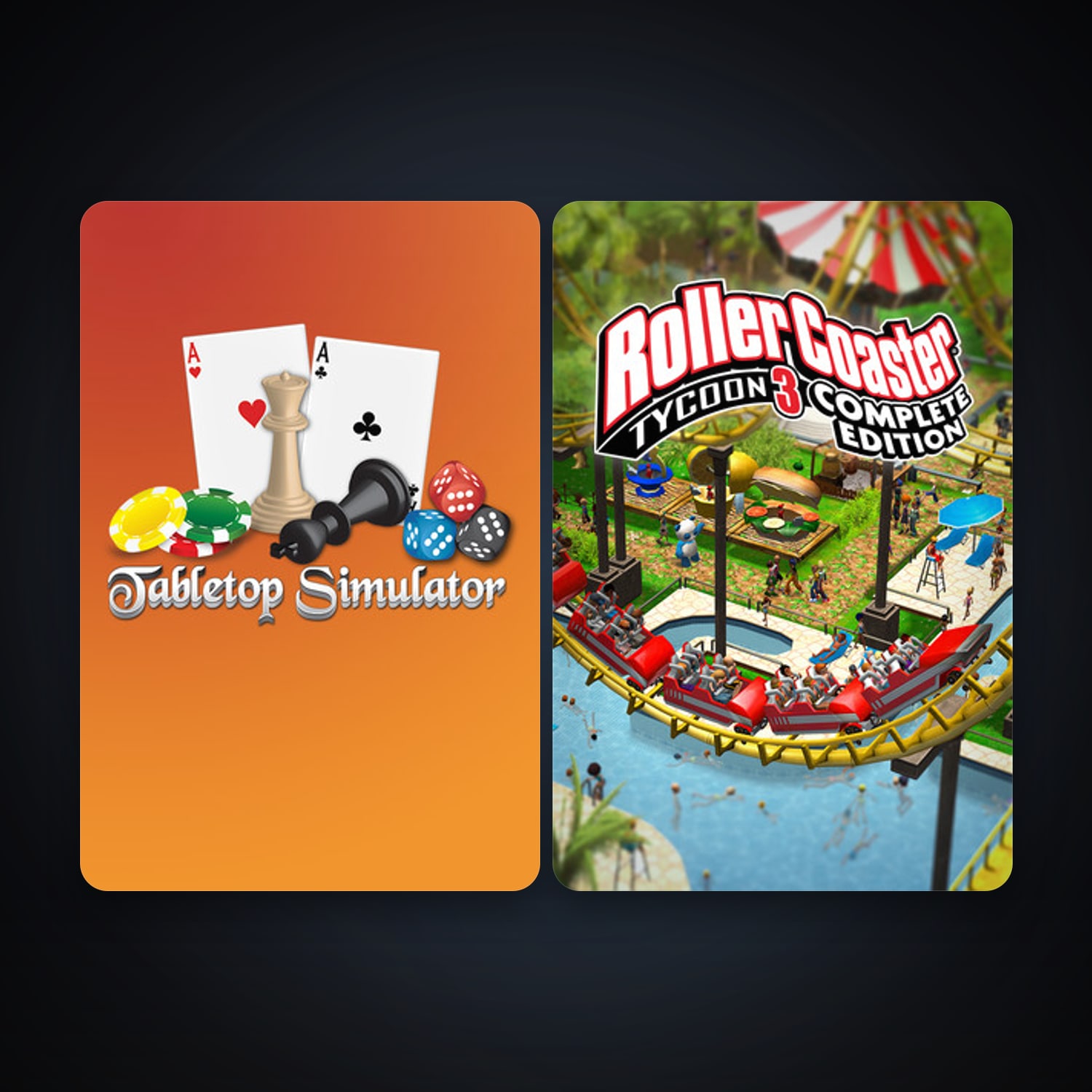 Tabletop Simulator + RollerCoaster Tycoon 3: Complete Edition, 5 games, clean — HabibiAccounts