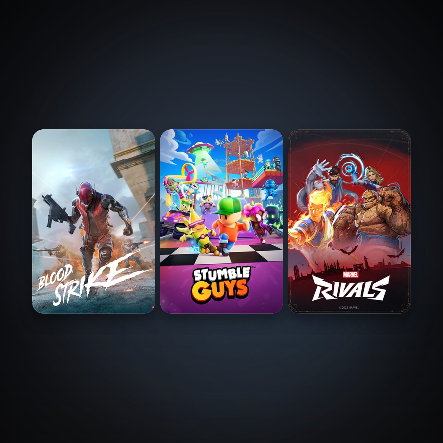 Stumble Guys + Marvel Rivals, 13 games, clean — HabibiAccounts