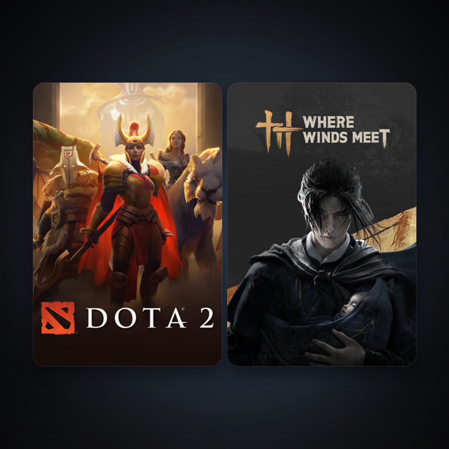 Dota 2 + Where Winds Meet, 2 games, clean — HabibiAccounts