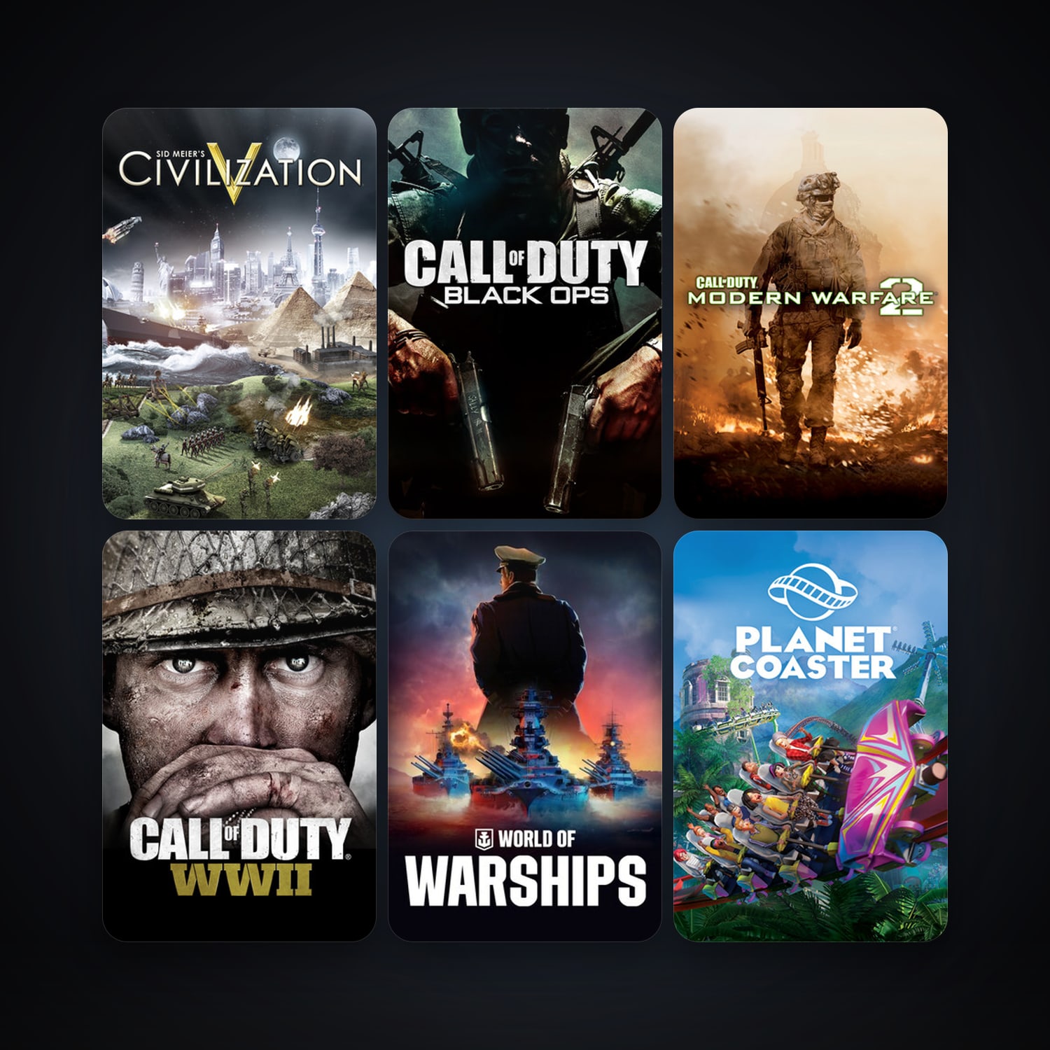 Sid Meier's Civilization V + Call of Duty: Modern Warfare 2 (2009), 12 games, clean — HabibiAccounts