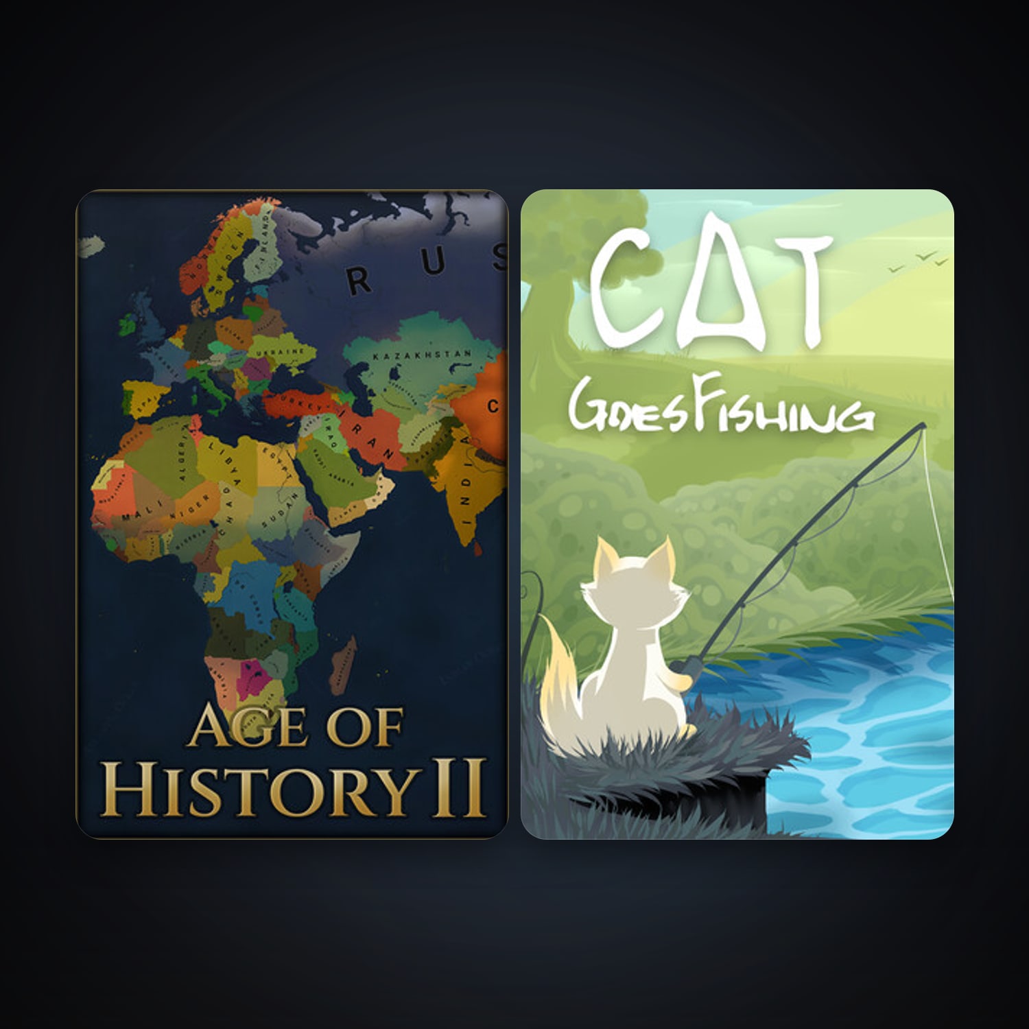 Cat Goes Fishing + Age of History II, 3 games, clean — HabibiAccounts
