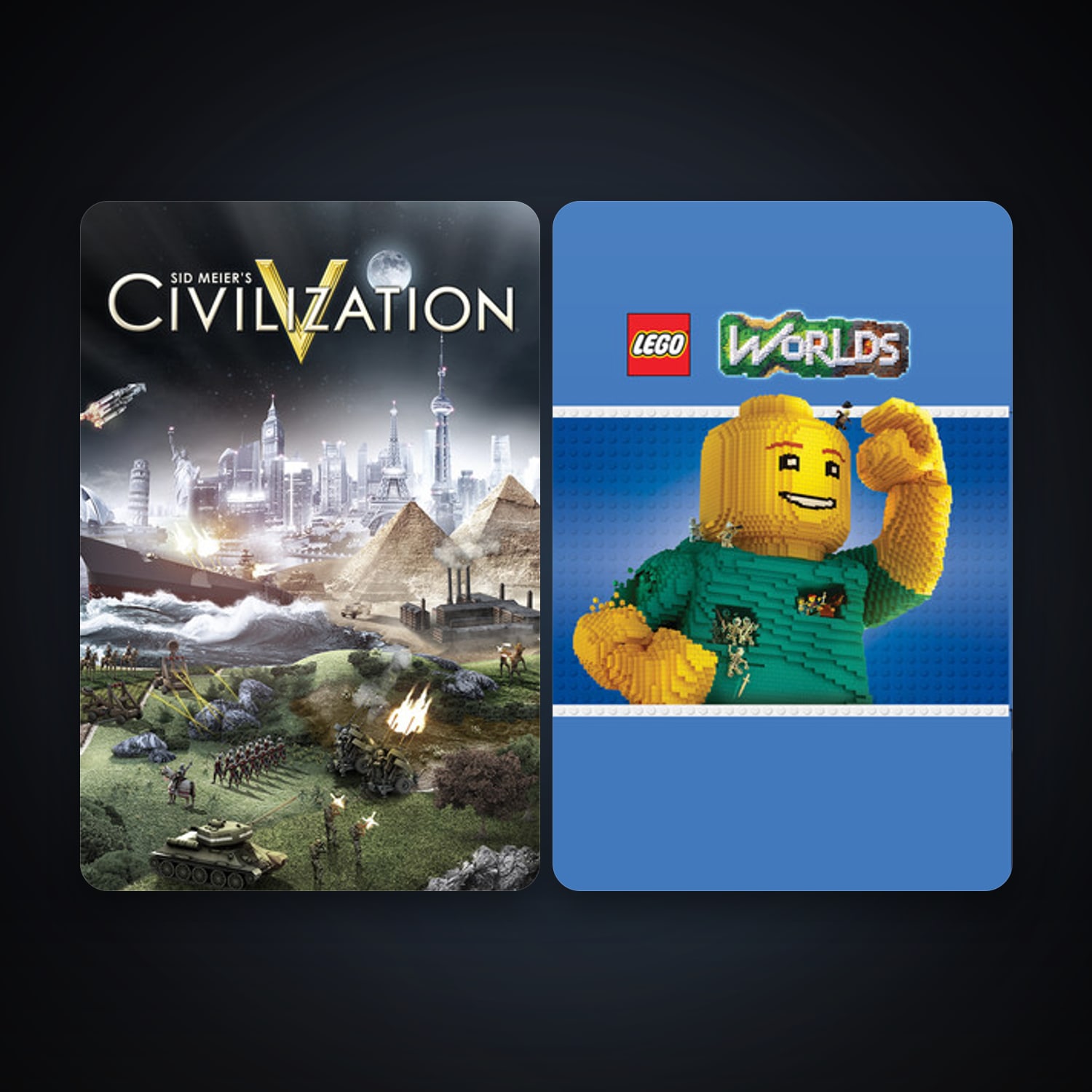 Sid Meier's Civilization V + LEGO Worlds, 5 games, clean — HabibiAccounts