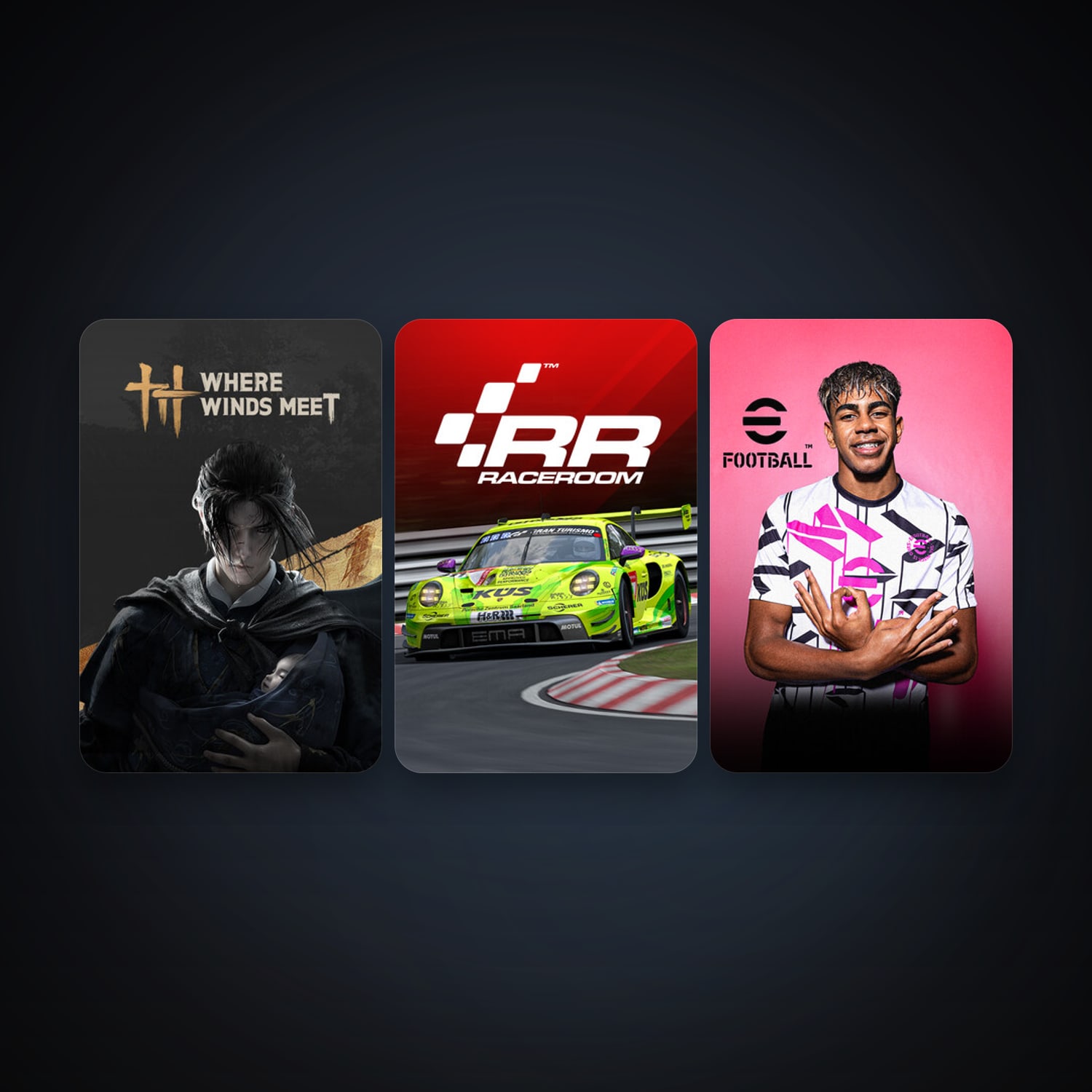 RaceRoom Racing Experience + eFootball 2024, 4 games, clean — HabibiAccounts