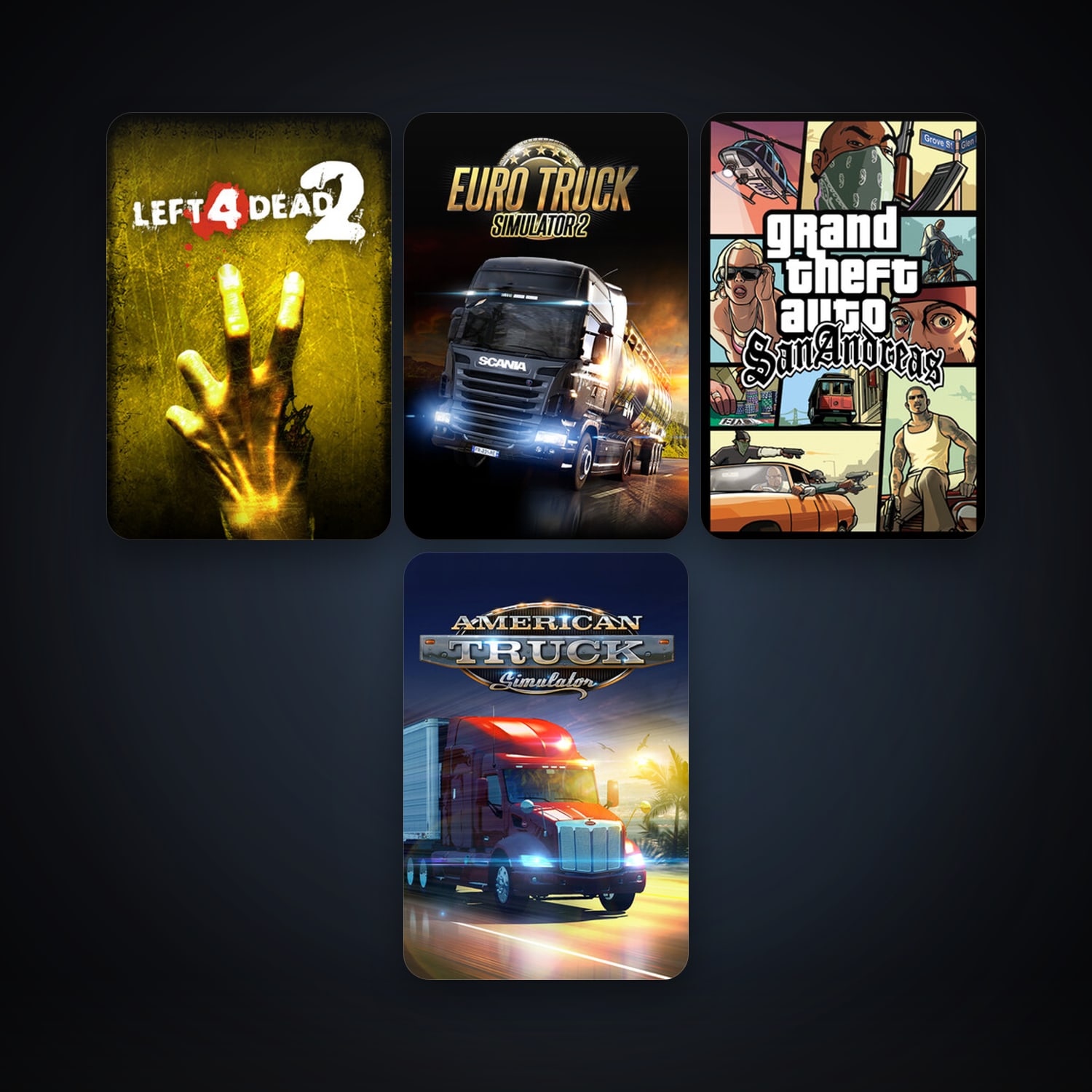 Left 4 Dead 2 + Grand Theft Auto: San Andreas, 9 games, clean — HabibiAccounts