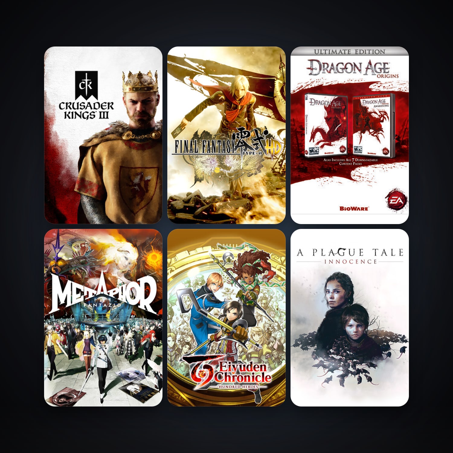 Dragon Age: Origins - Ultimate Edition + FINAL FANTASY TYPE-0 HD, 47 games, clean — HabibiAccounts