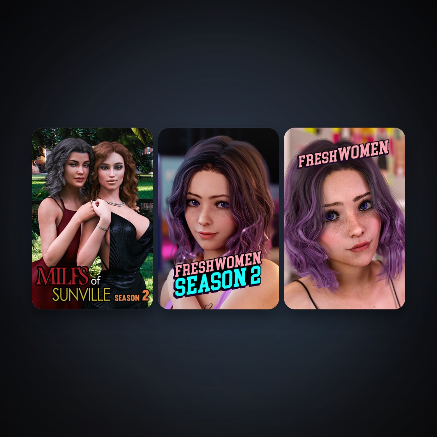 FreshWomen - Season 1 + MILFs of Sunville - Season 2, 35 games, clean — HabibiAccounts