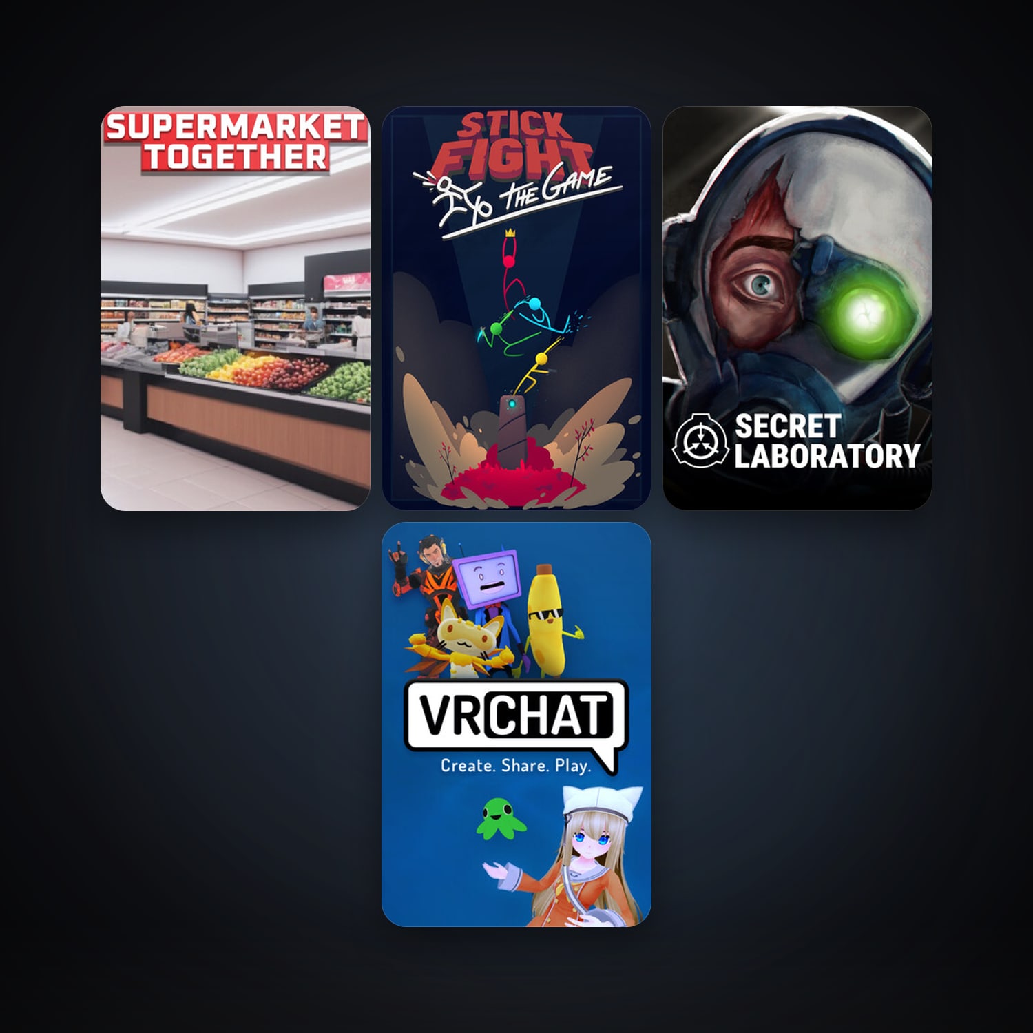 VRChat + Stick Fight: The Game, 10 games, clean — HabibiAccounts