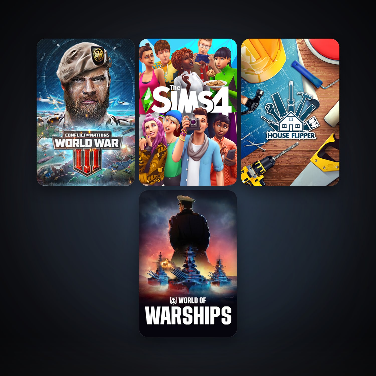 World of Warships + House Flipper, 7 games, clean — HabibiAccounts