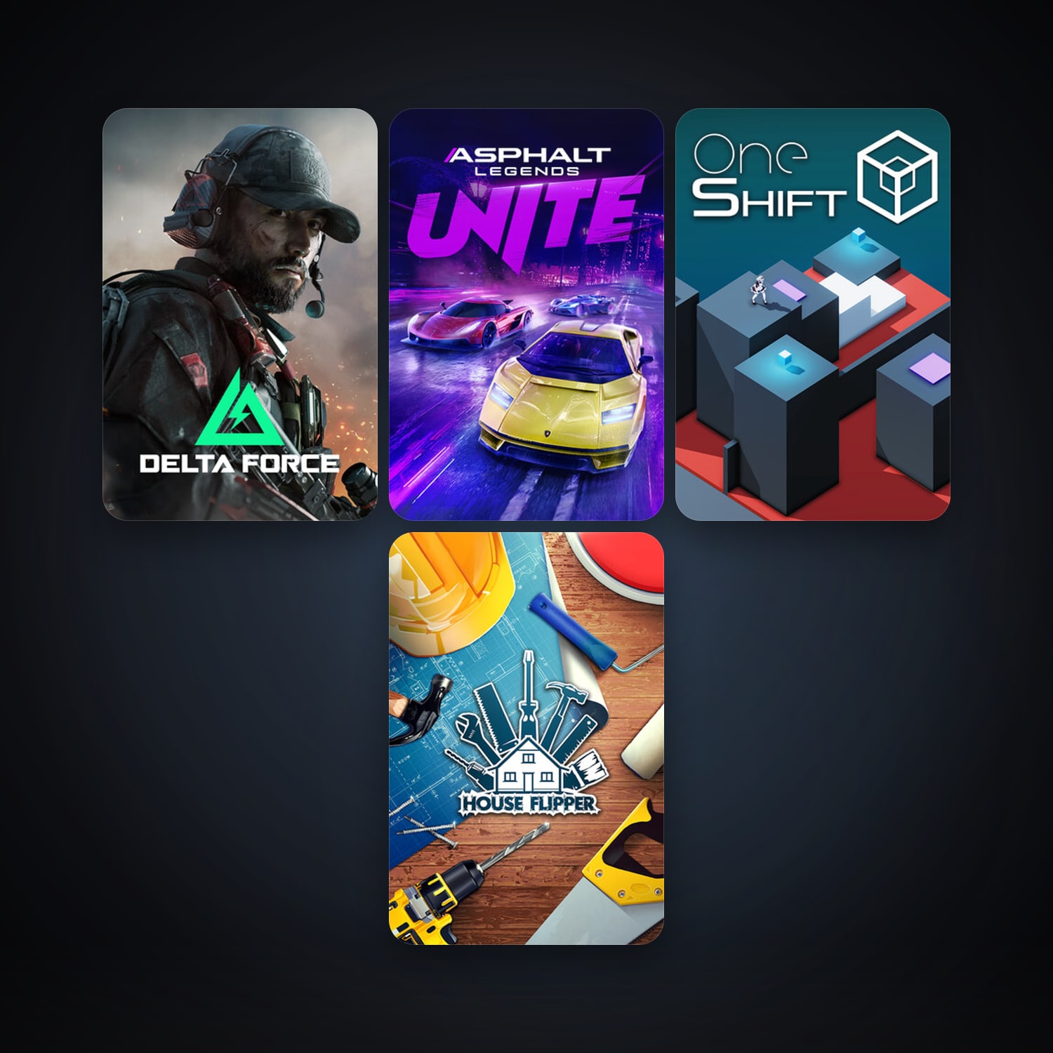 House Flipper + OneShift, 4 games, clean — HabibiAccounts