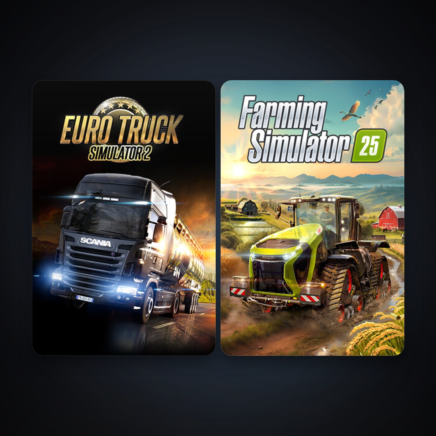 Euro Truck Simulator 2 + Farming Simulator 25, 2 games, clean — HabibiAccounts