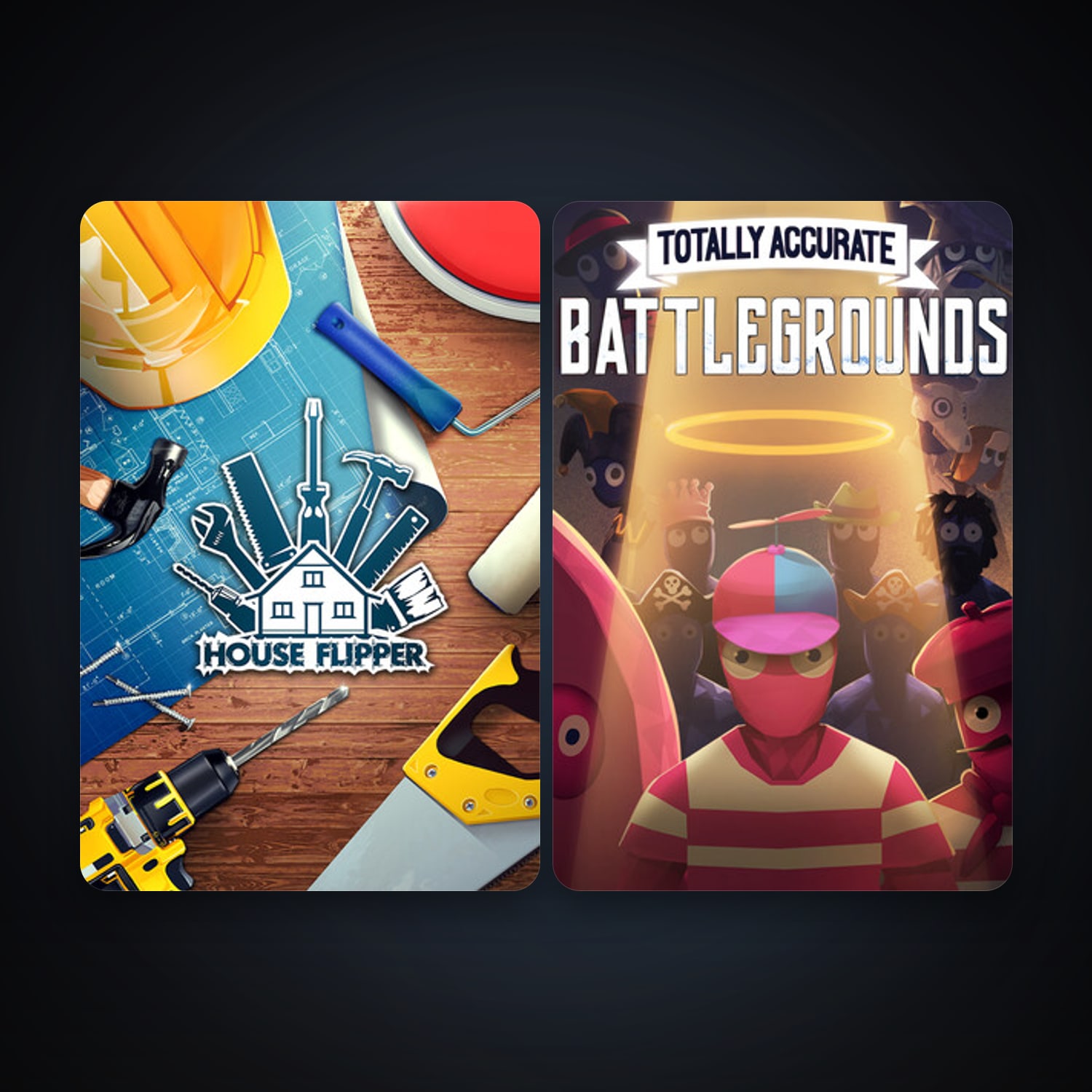 House Flipper + Totally Accurate Battlegrounds, 12 games, clean — HabibiAccounts