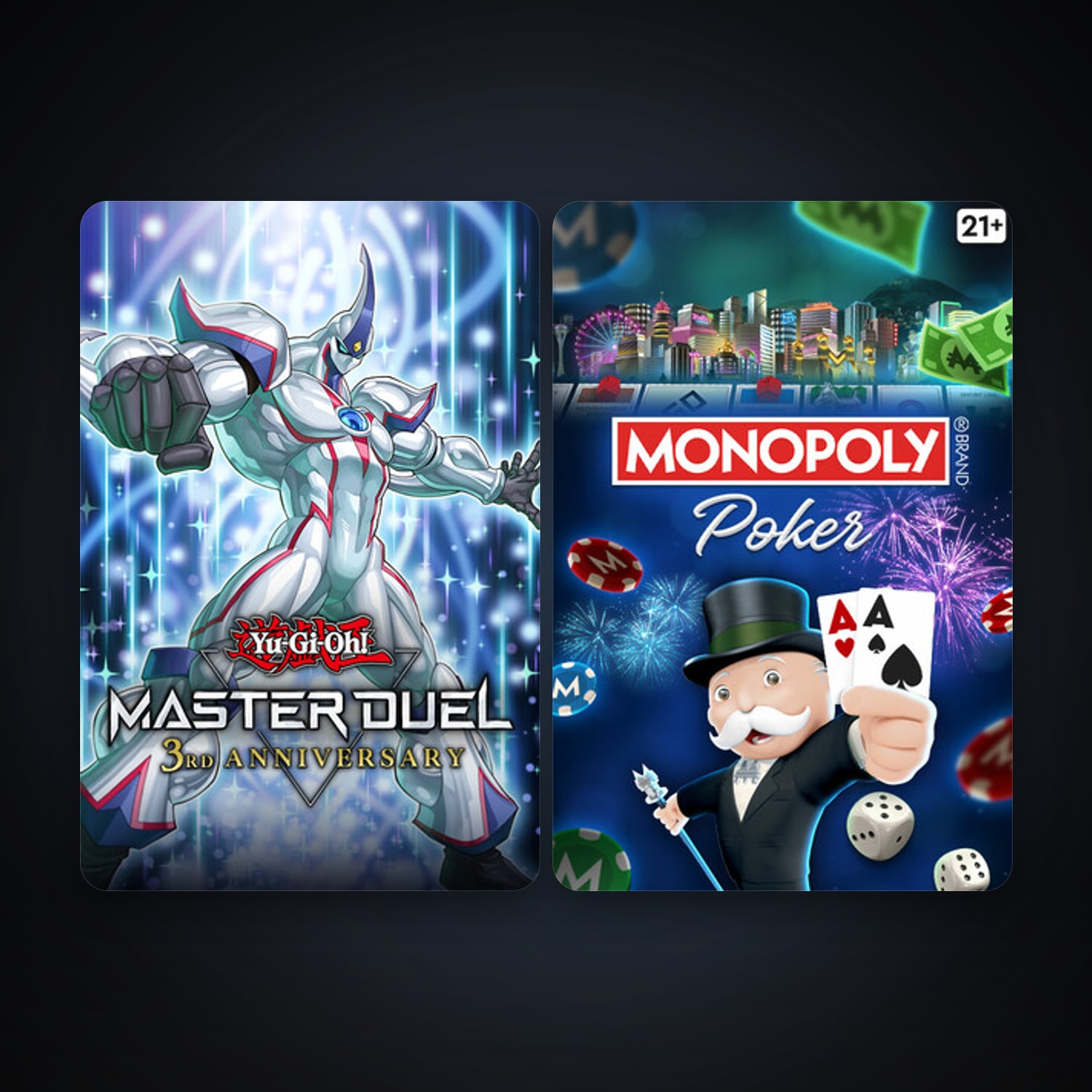 Yu-Gi-Oh! Master Duel + MONOPOLY Poker, 4 games, clean — HabibiAccounts