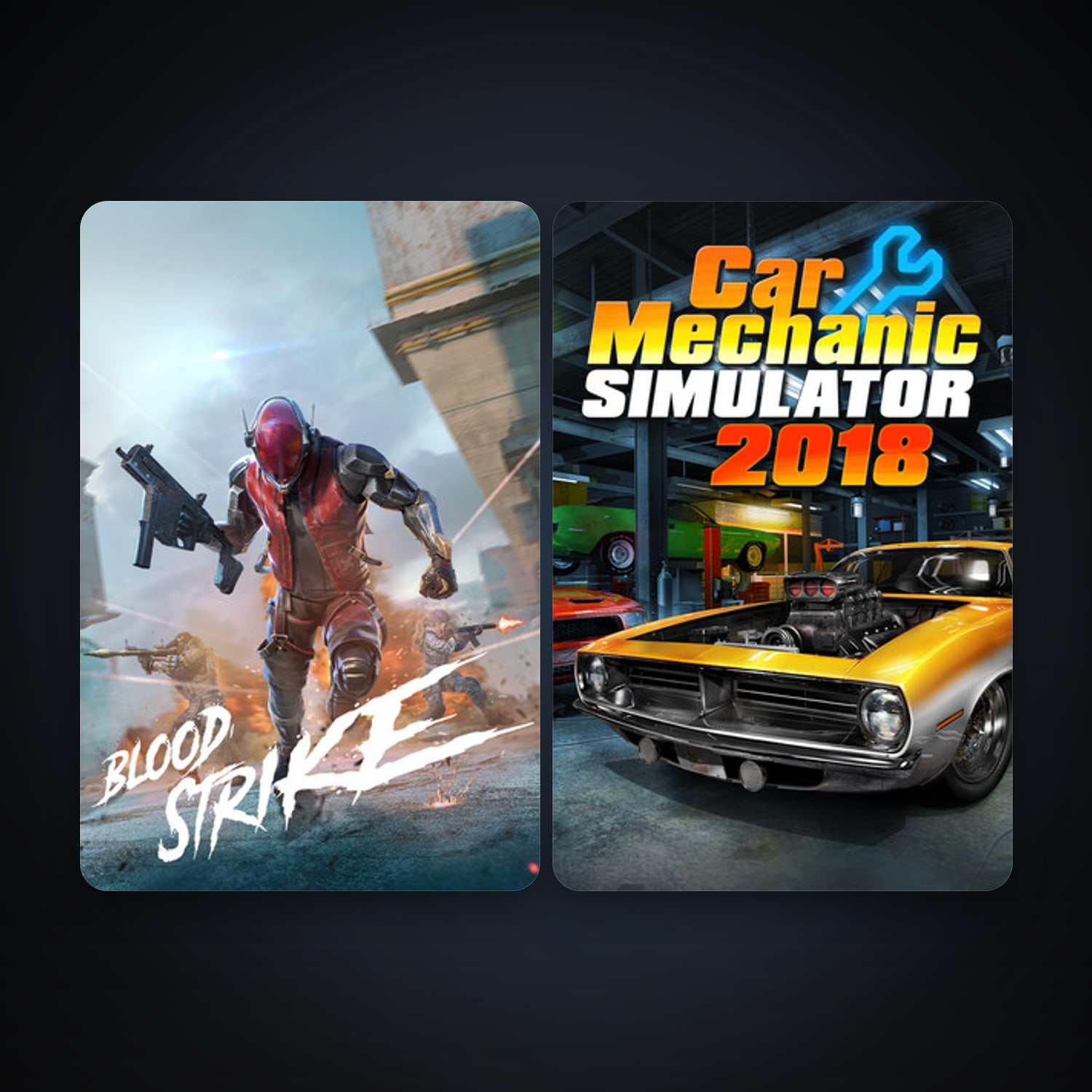 Car Mechanic Simulator 2018 + Blood Strike, 3 games, clean — HabibiAccounts