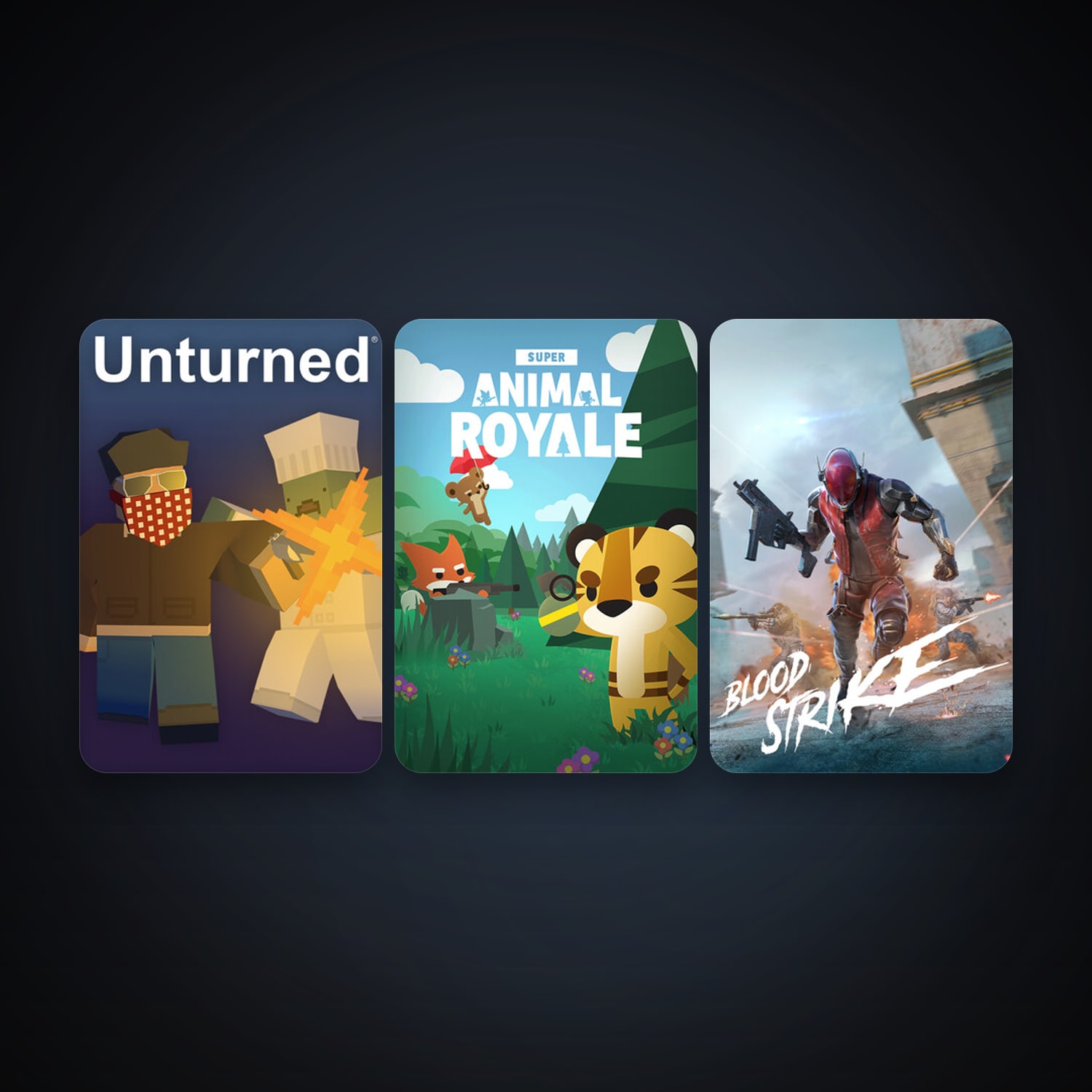 Unturned + Super Animal Royale, 9 games, clean — HabibiAccounts