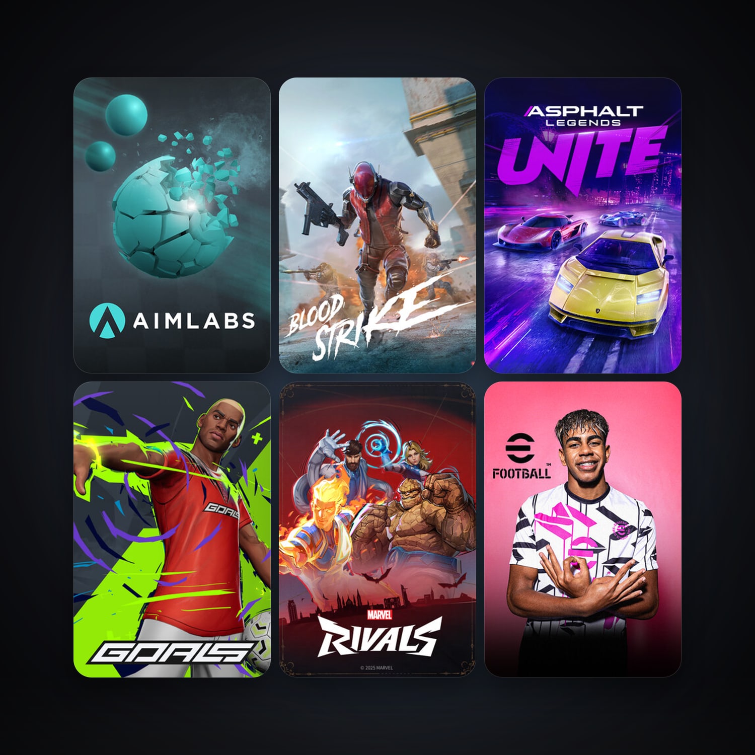 Aimlabs + eFootball 2024, 17 games, clean — HabibiAccounts
