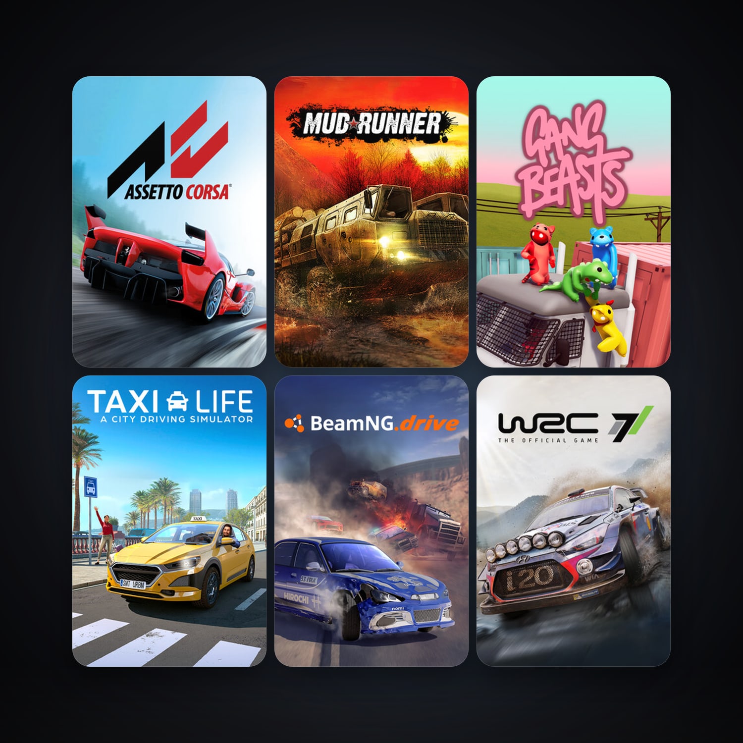 Assetto Corsa + BeamNG.drive, 12 games, clean — HabibiAccounts
