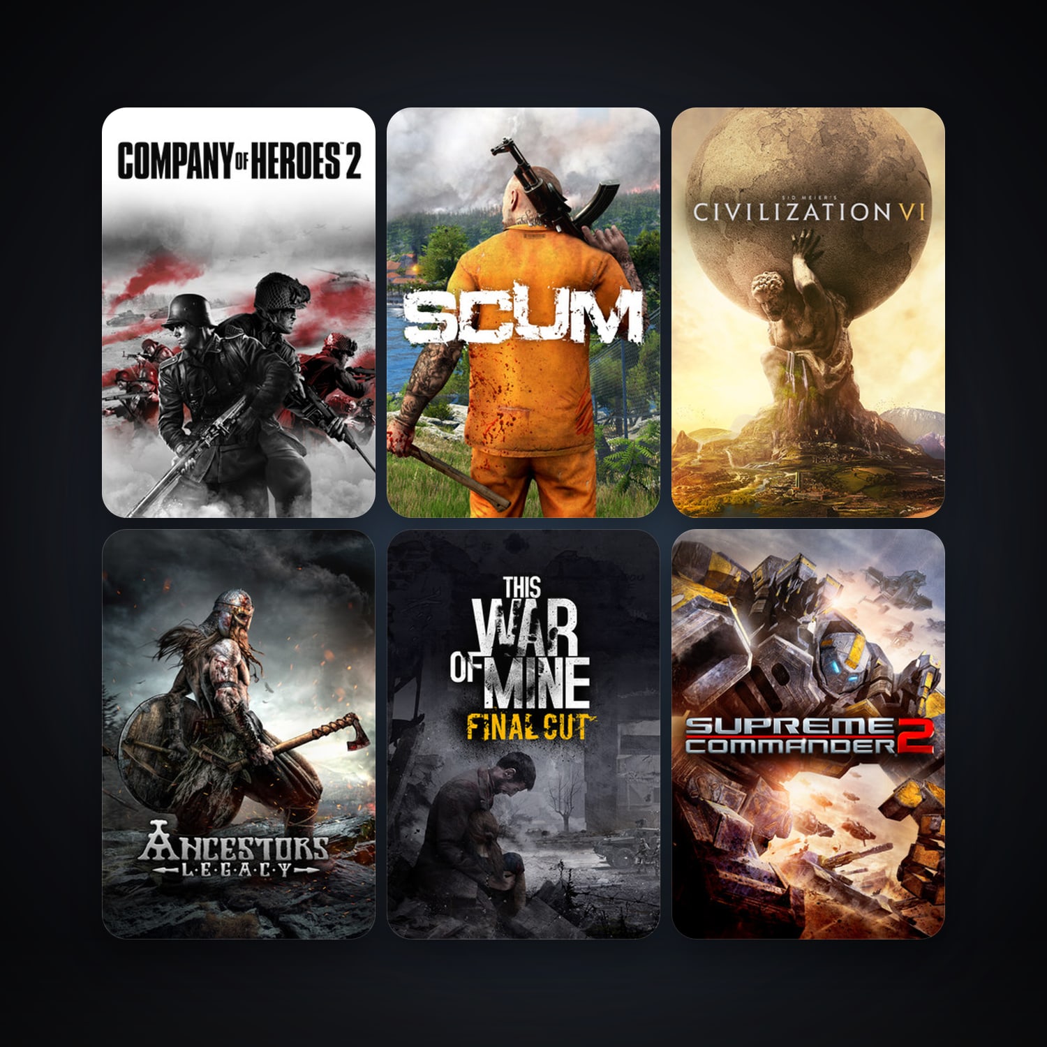Company of Heroes + Company of Heroes: Opposing Fronts, 37 games, Steam 12, clean — HabibiAccounts