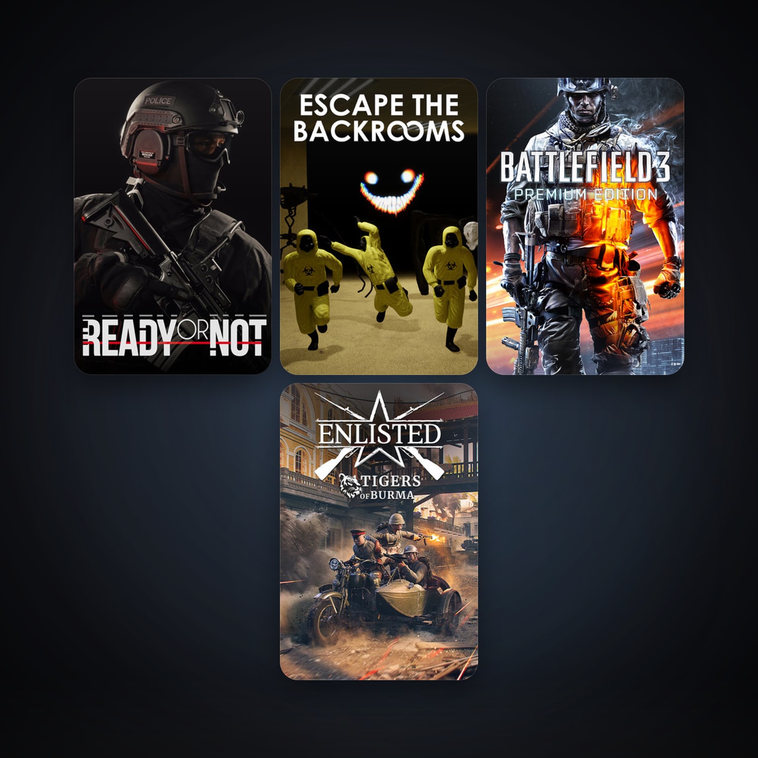 Ready or Not + Battlefield 3, 6 games, clean — HabibiAccounts