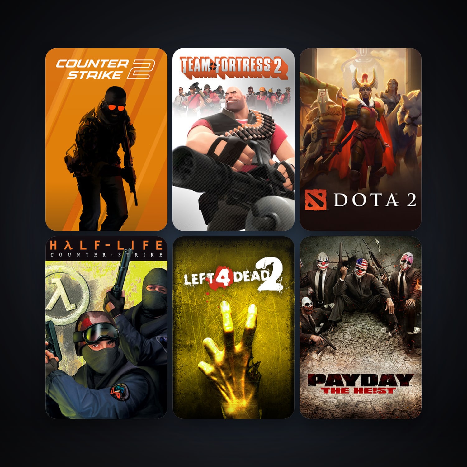 Counter-Strike + Team Fortress 2, 11 games, Steam 10, clean — HabibiAccounts