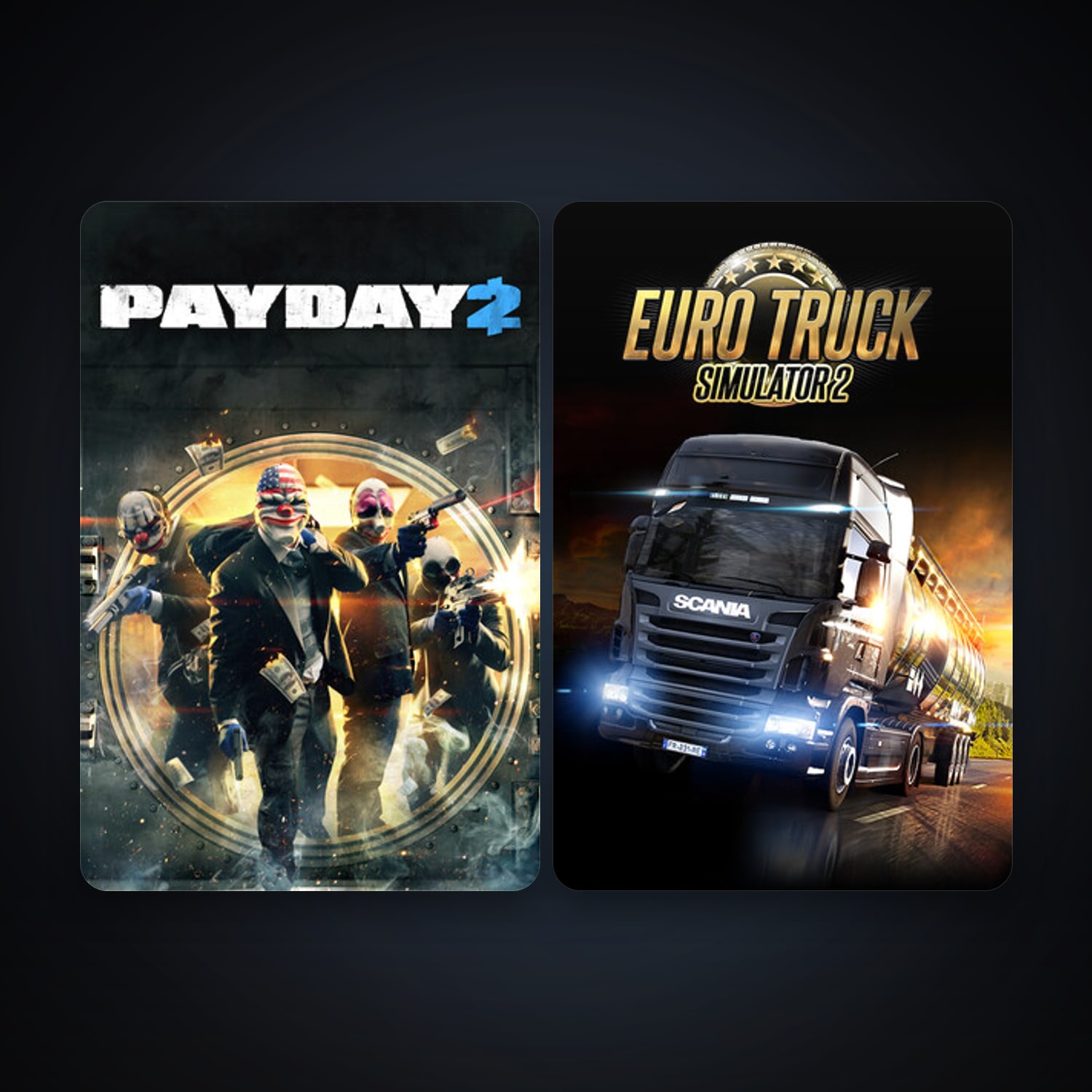 PAYDAY 2 + Euro Truck Simulator 2, 6 games, Steam 10, clean — HabibiAccounts