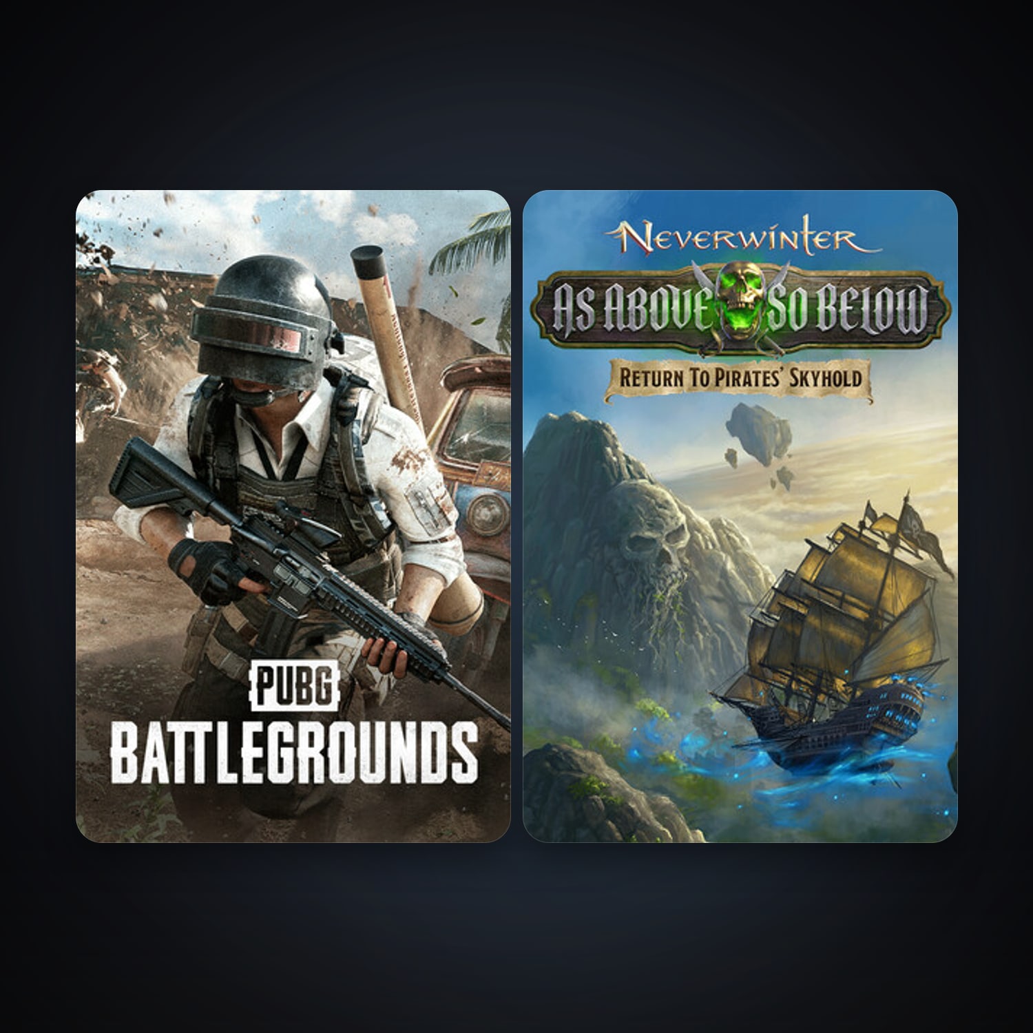 Neverwinter + PUBG: BATTLEGROUNDS, 2 games, clean — HabibiAccounts