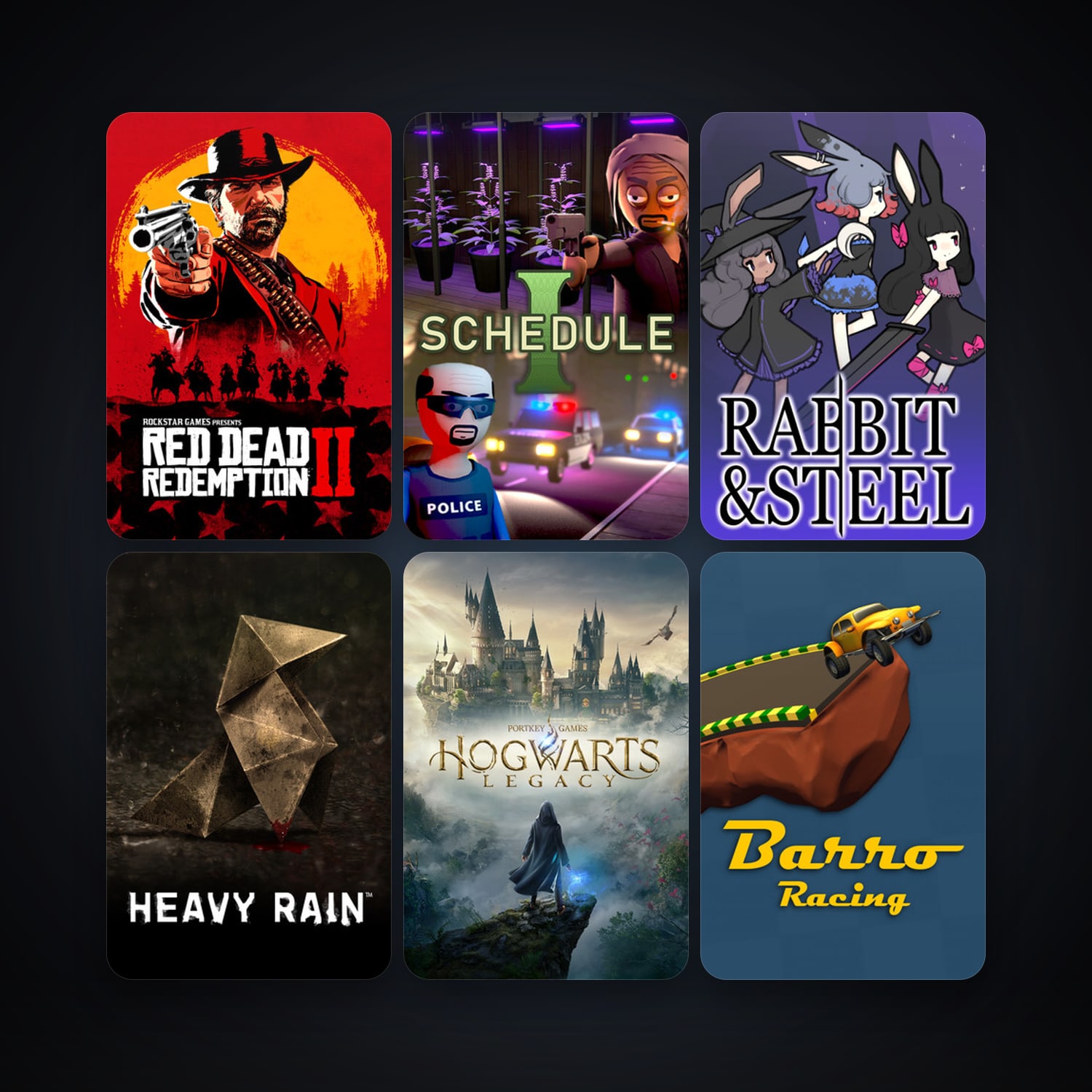 Heavy Rain + Hogwarts Legacy, 6 games, clean — HabibiAccounts
