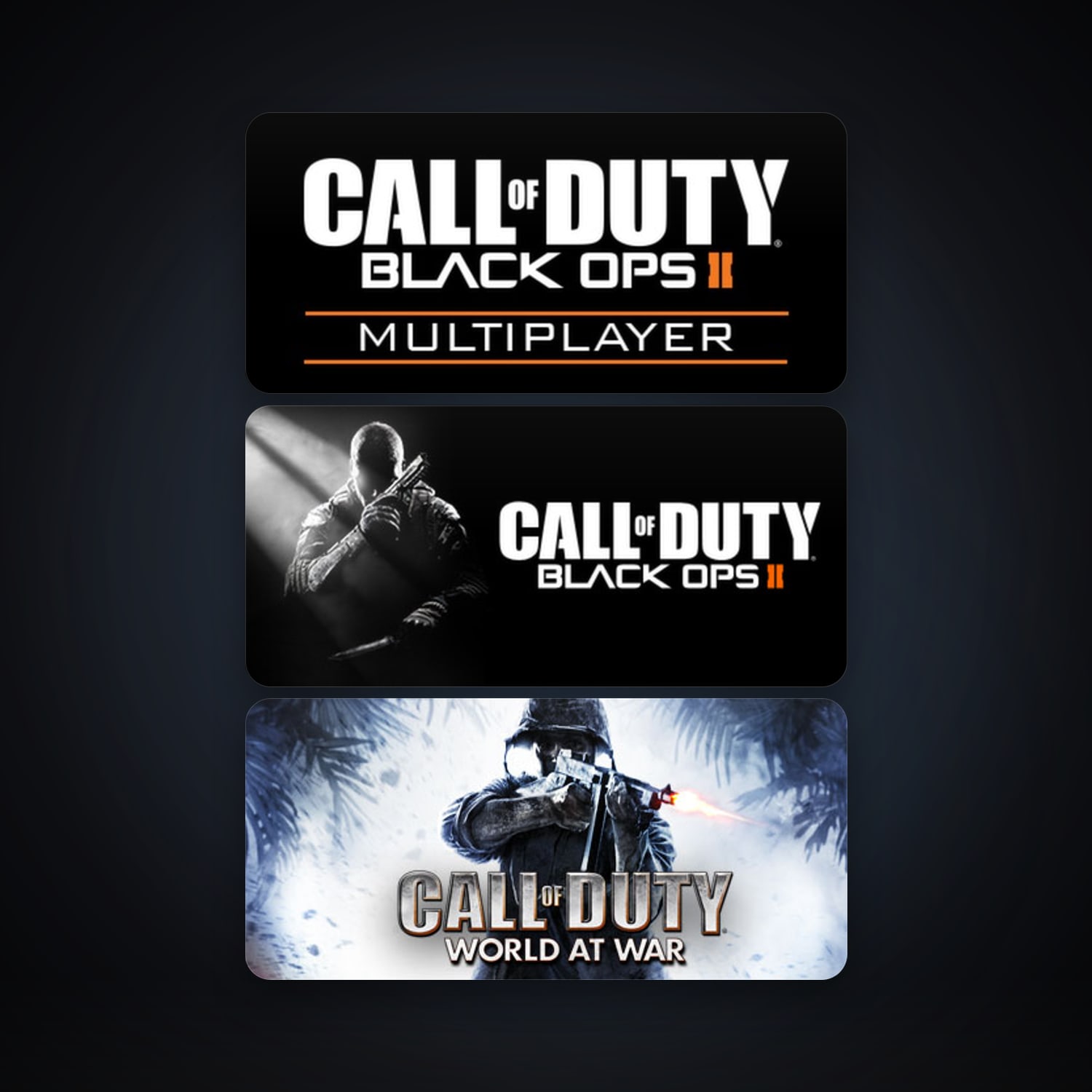 Call of Duty: World at War + Call of Duty: Black Ops II, 4 games, clean — HabibiAccounts