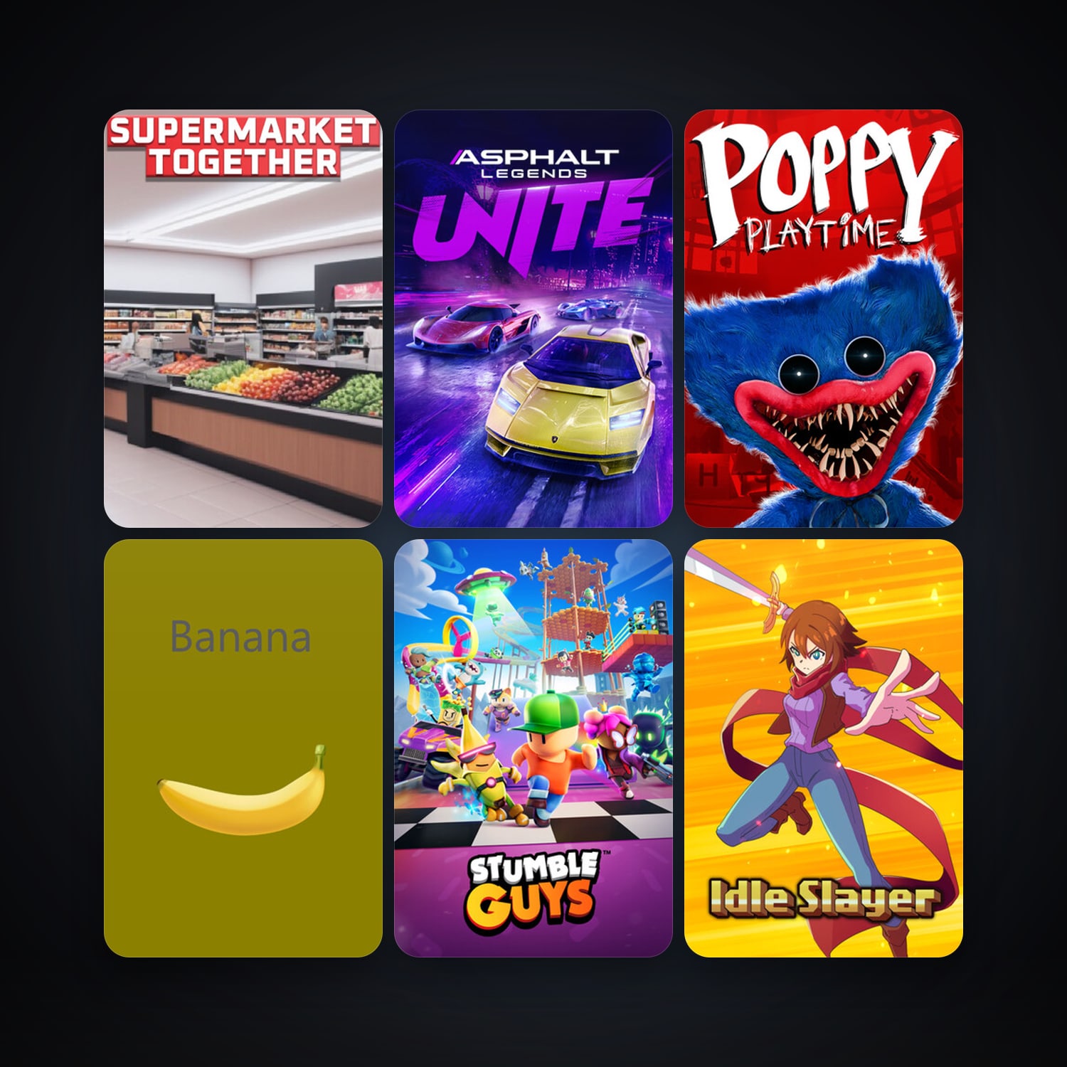 Idle Slayer + Stumble Guys, 34 games, clean — HabibiAccounts
