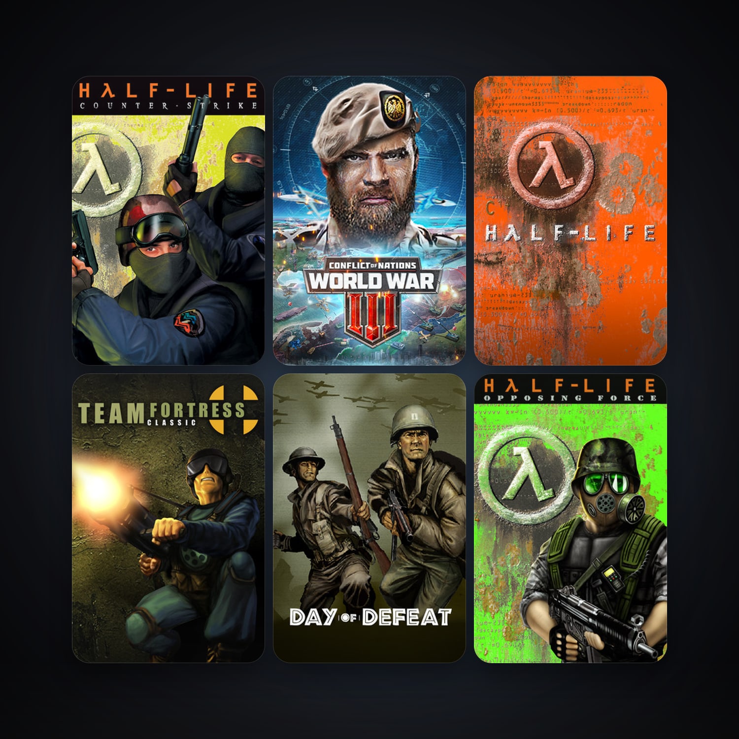Counter-Strike + Team Fortress Classic, 13 games, Steam 10, clean — HabibiAccounts