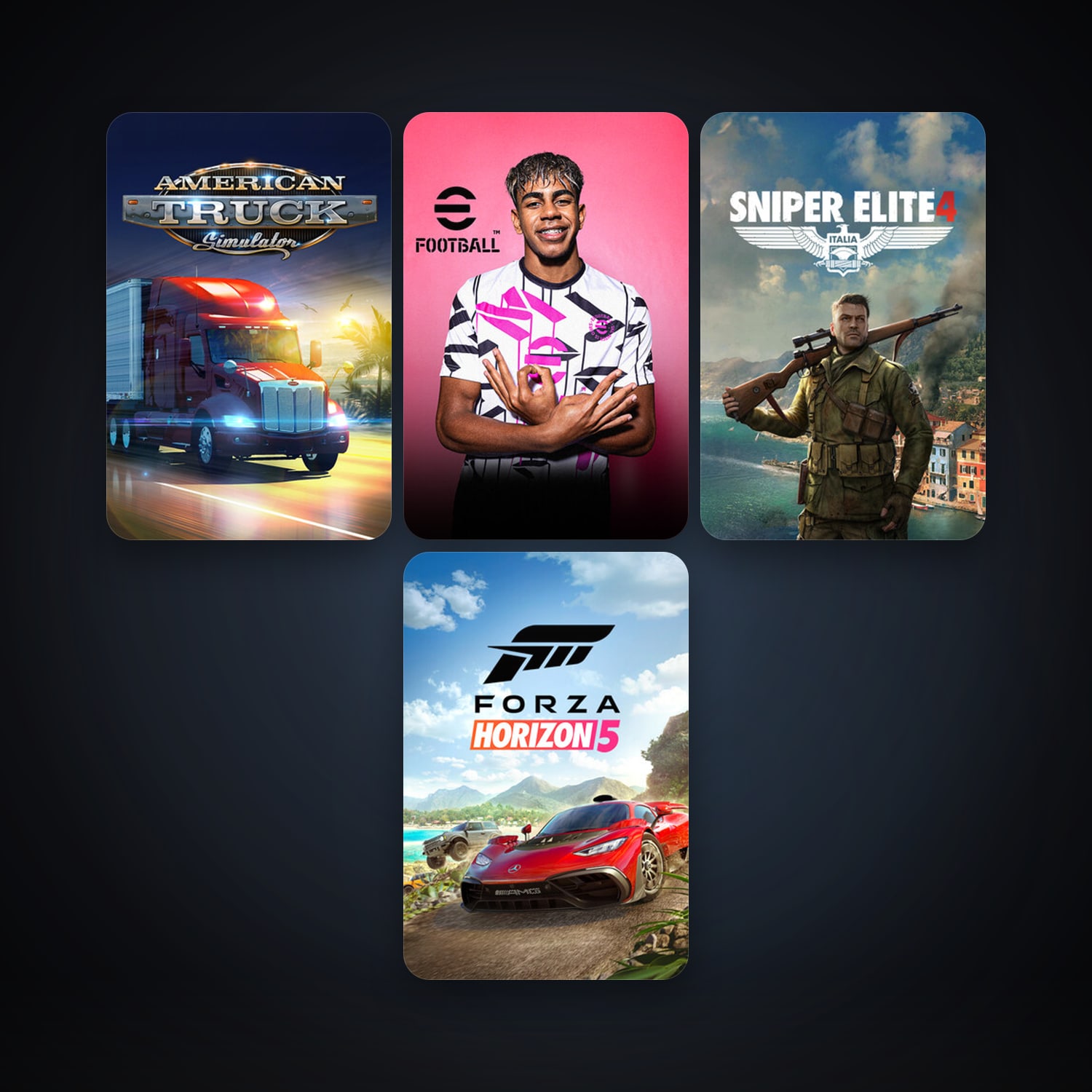 American Truck Simulator + Sniper Elite 4, 9 games, clean — HabibiAccounts