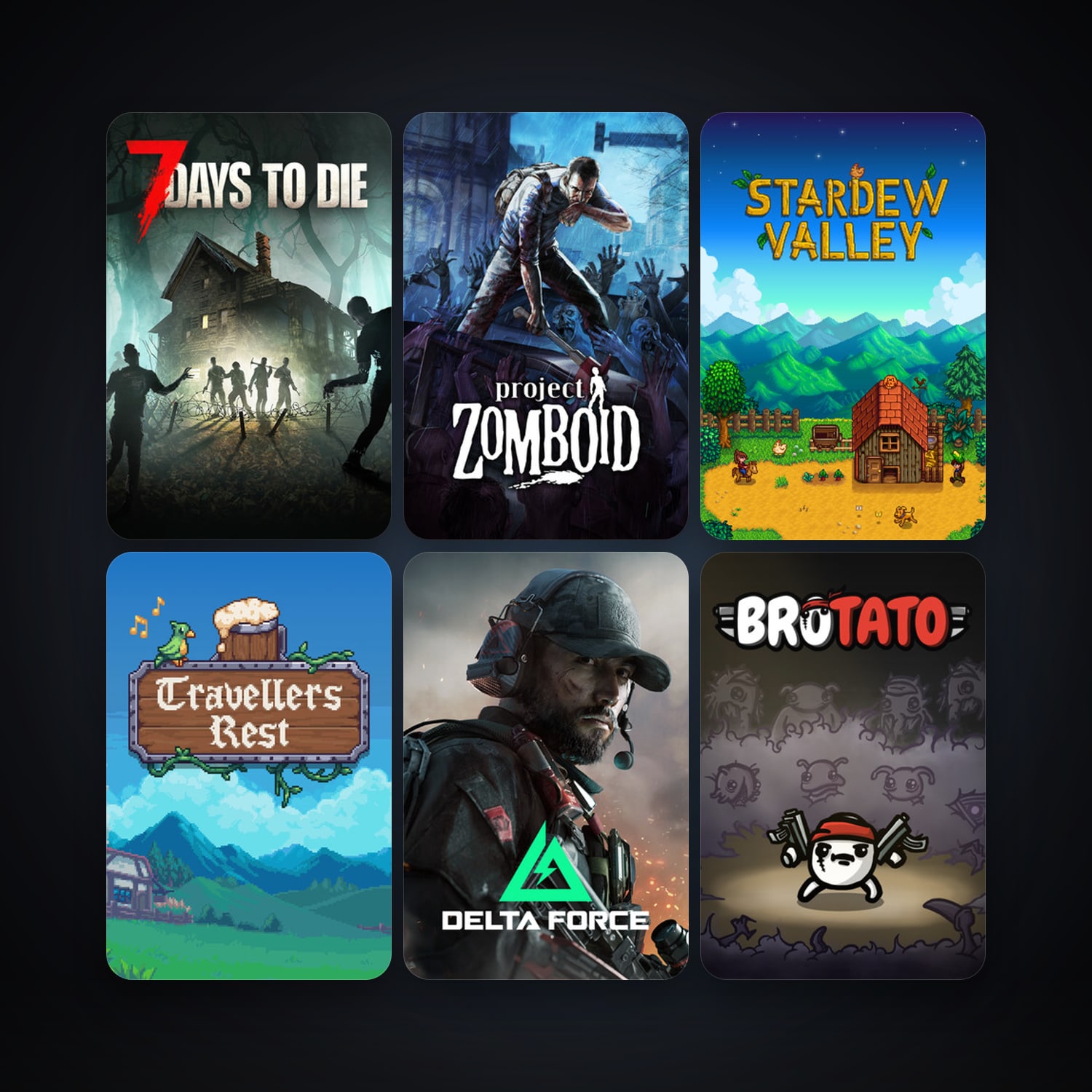 Project Zomboid + 7 Days to Die, 124 games, clean — HabibiAccounts