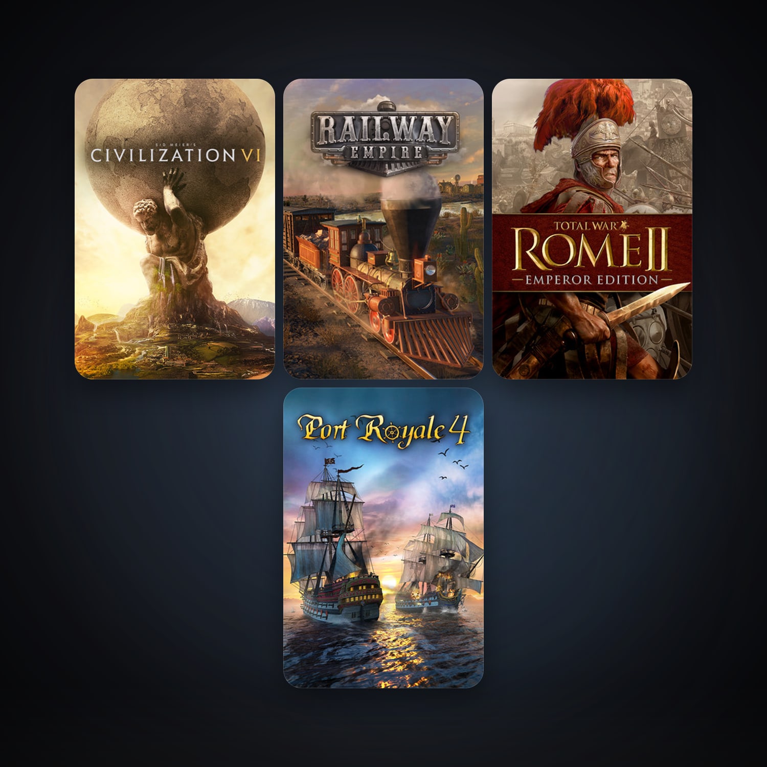 Total War: ROME II - Emperor Edition + Sid Meier's Civilization VI, 7 games, clean — HabibiAccounts