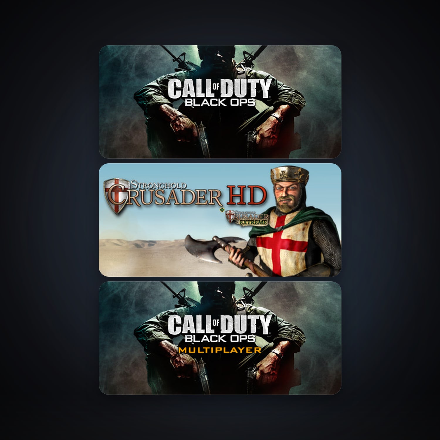 Steam account: Stronghold Crusader HD + Call of Duty: Black Ops, 4 games, clean — HabibiAccounts