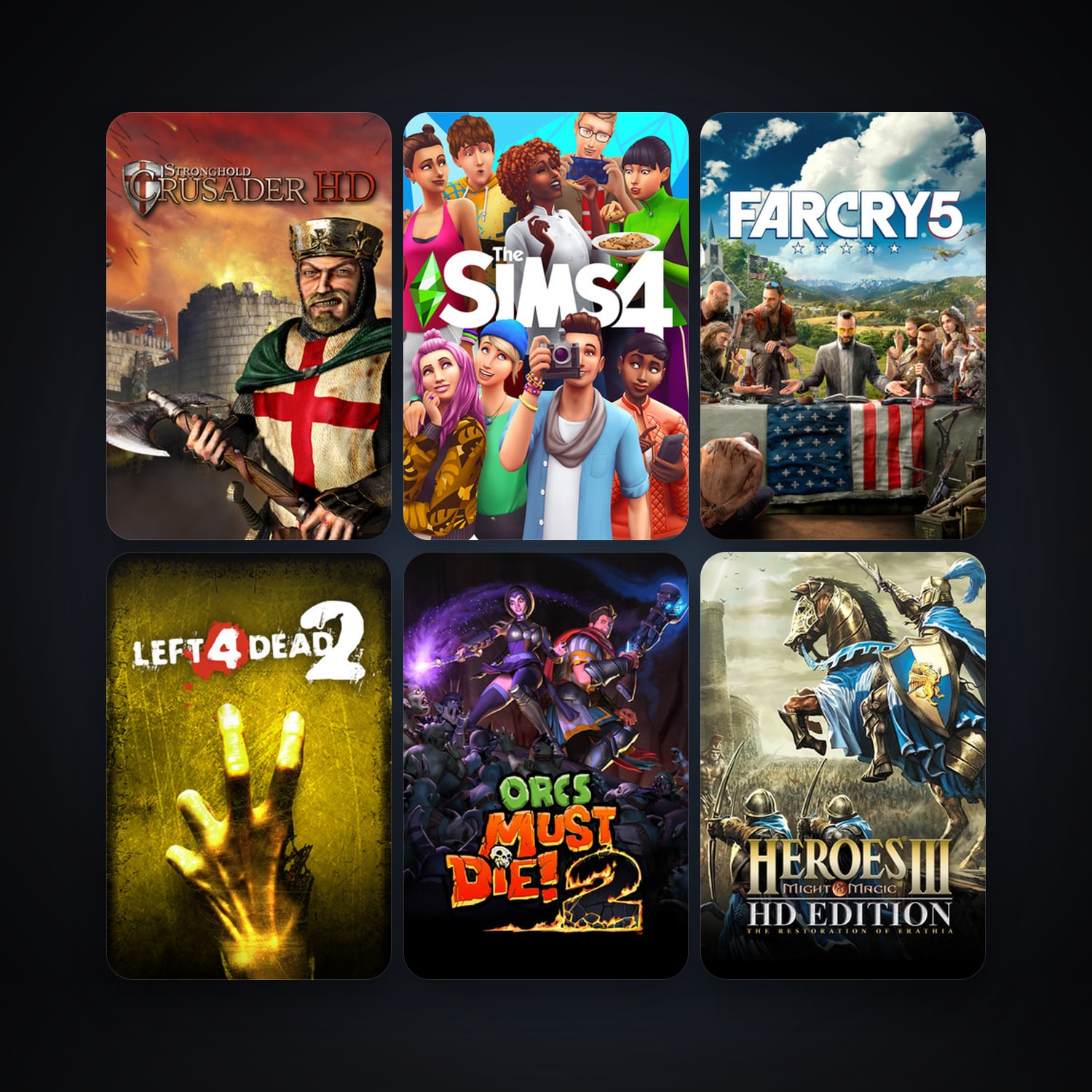 Left 4 Dead 2 + Stronghold Crusader HD, 8 games, clean — HabibiAccounts