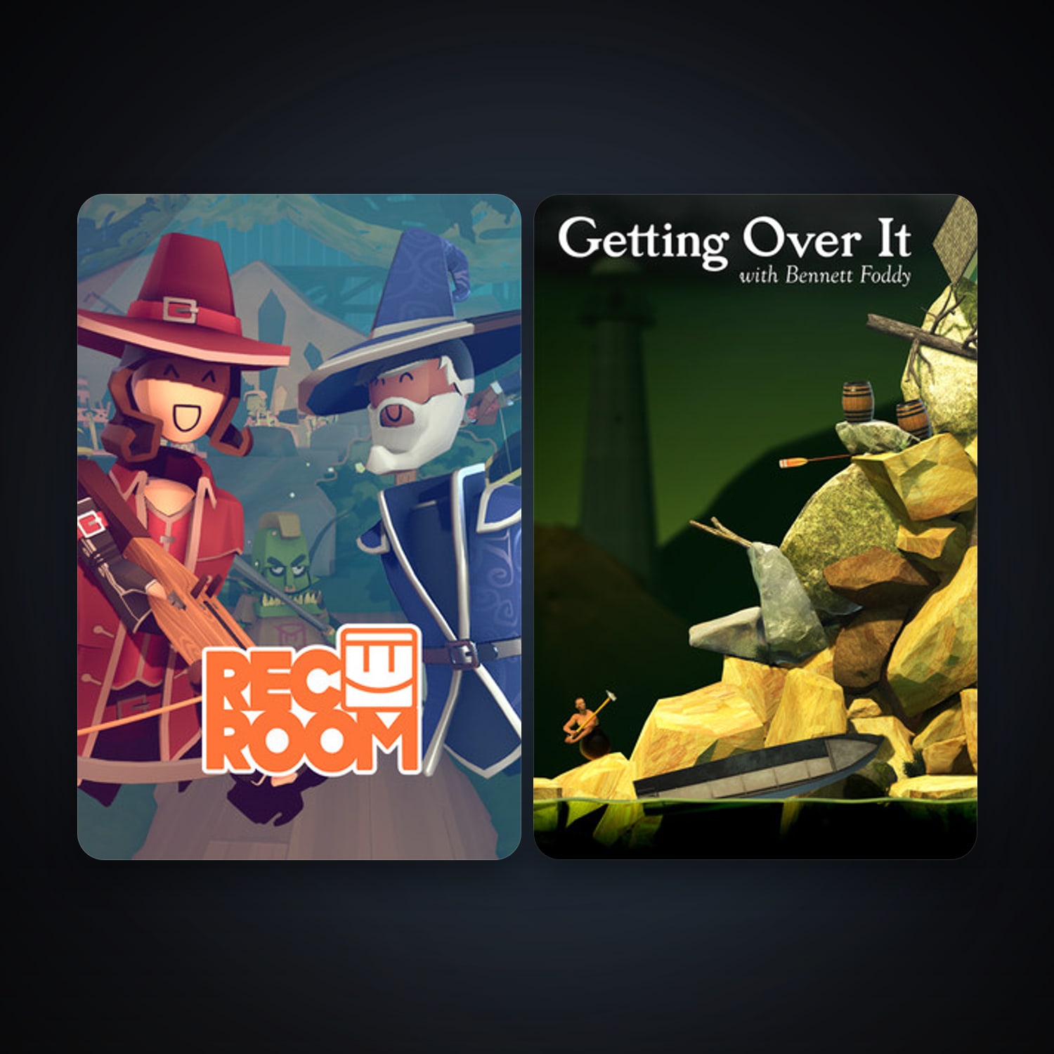 Getting Over It with Bennett Foddy + Rec Room, 4 games, clean — HabibiAccounts