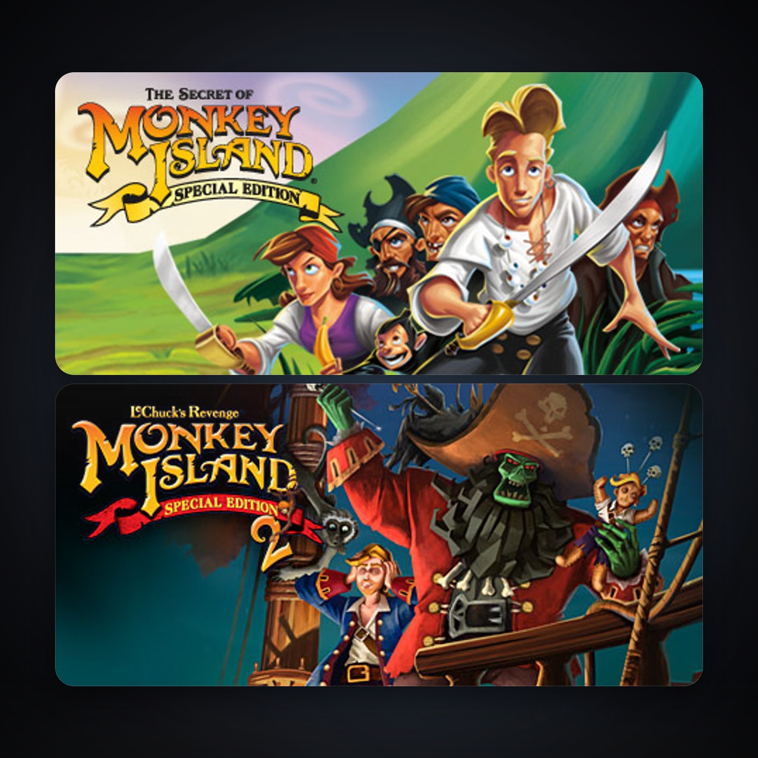 The Secret of Monkey Island: Special Edition + Monkey Island 2 Special Edition: LeChuck’s Revenge, 4 games, clean — HabibiAccounts