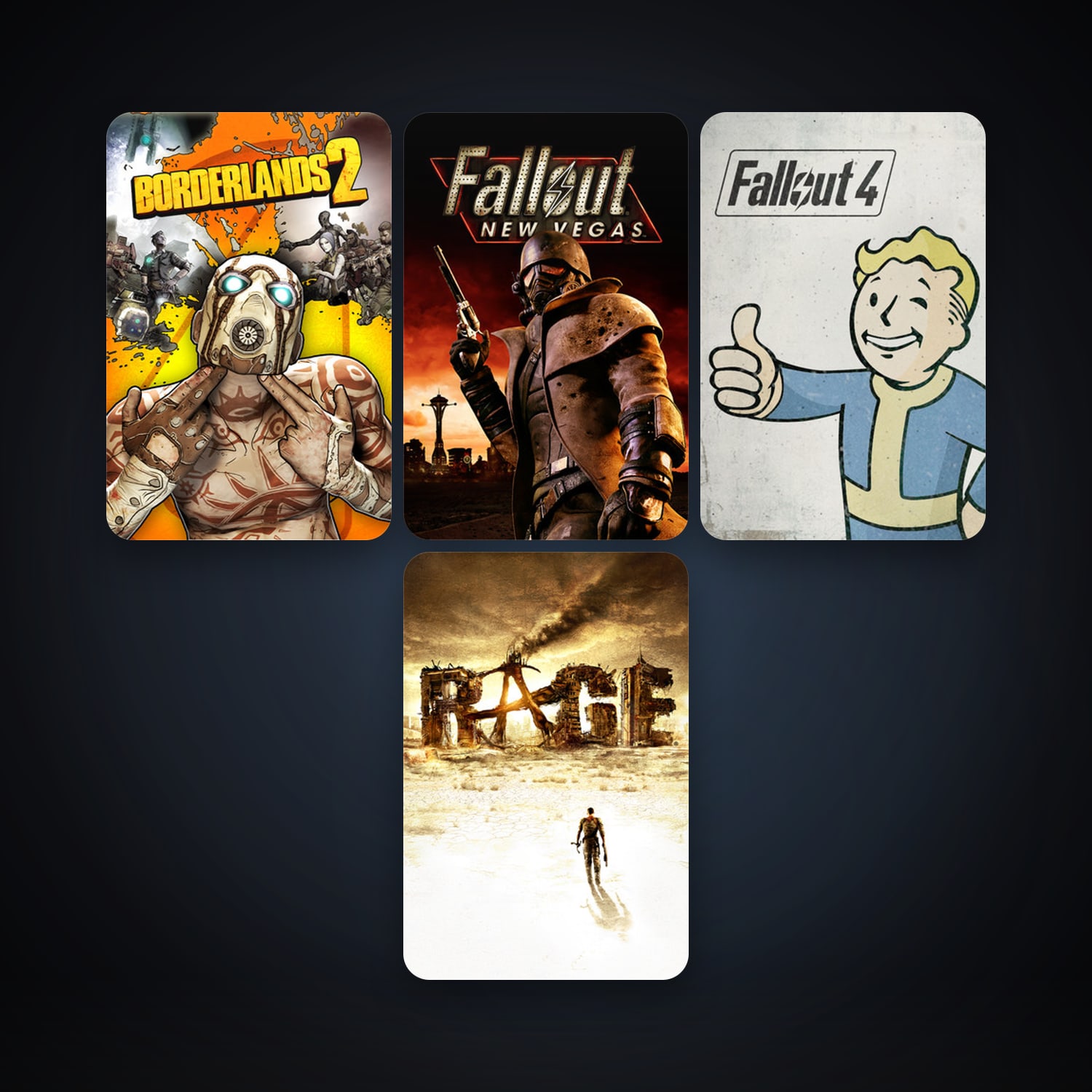 RAGE + Fallout: New Vegas, 4 games, clean — HabibiAccounts