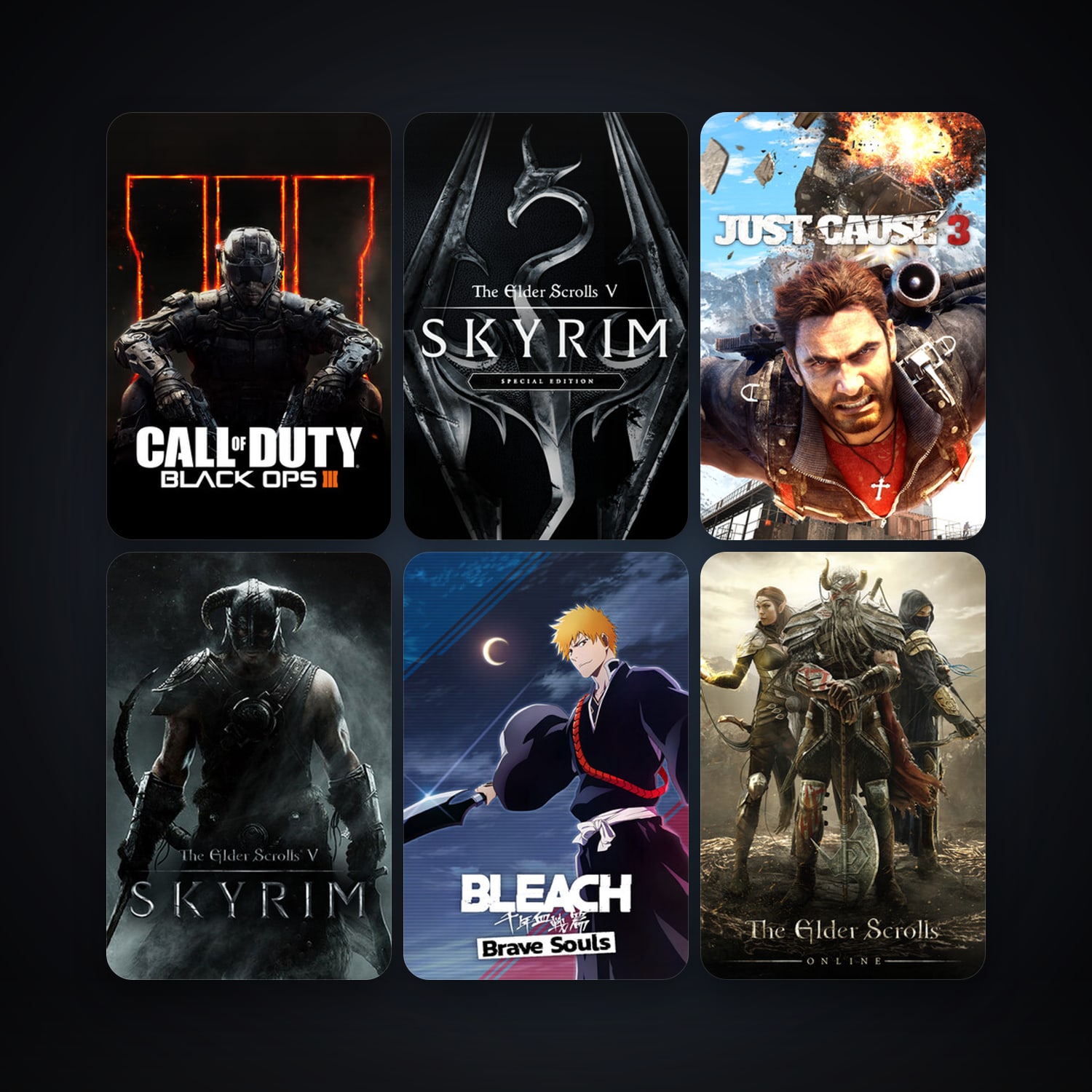 The Elder Scrolls V: Skyrim + Call of Duty: Black Ops II, 17 games, clean — HabibiAccounts