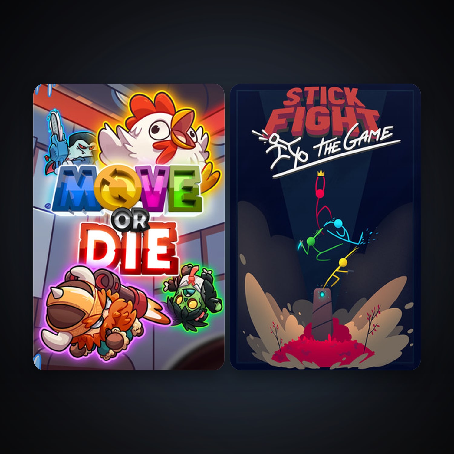 Move or Die + Stick Fight: The Game, 2 games, clean — HabibiAccounts