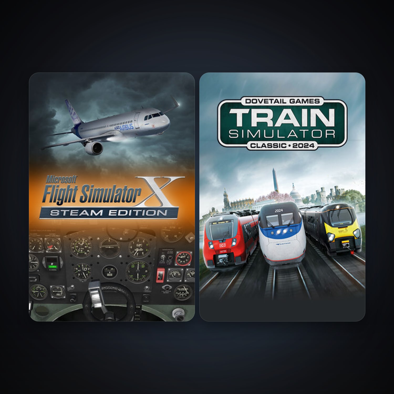 Train Simulator Classic + Microsoft Flight Simulator X: Steam Edition, 3 games, clean — HabibiAccounts