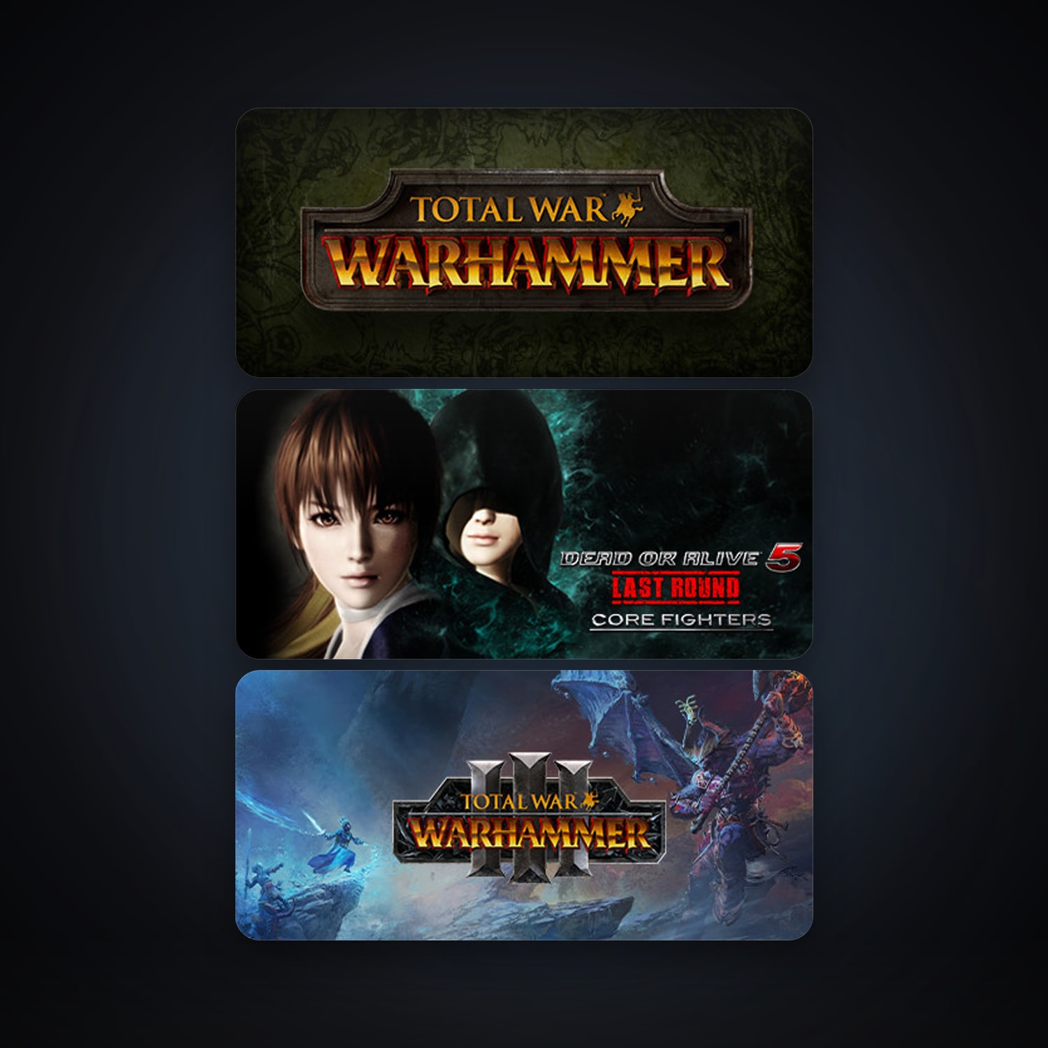 DEAD OR ALIVE 5 Last Round: Core Fighters + Total War: WARHAMMER, 4 games, clean — HabibiAccounts