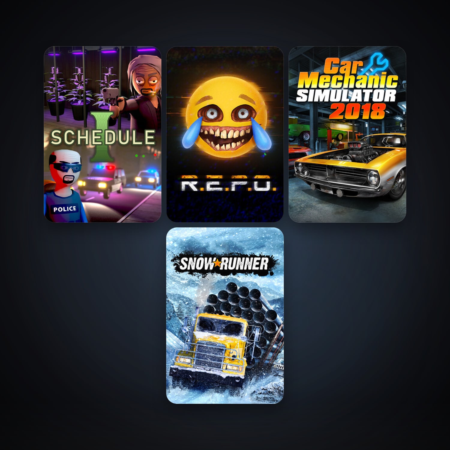 Steam account: Car Mechanic Simulator 2018 + SnowRunner, 5 games, clean — HabibiAccounts