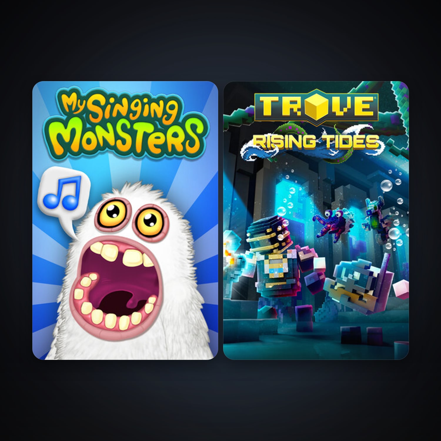 Trove + My Singing Monsters, 2 games, clean — HabibiAccounts