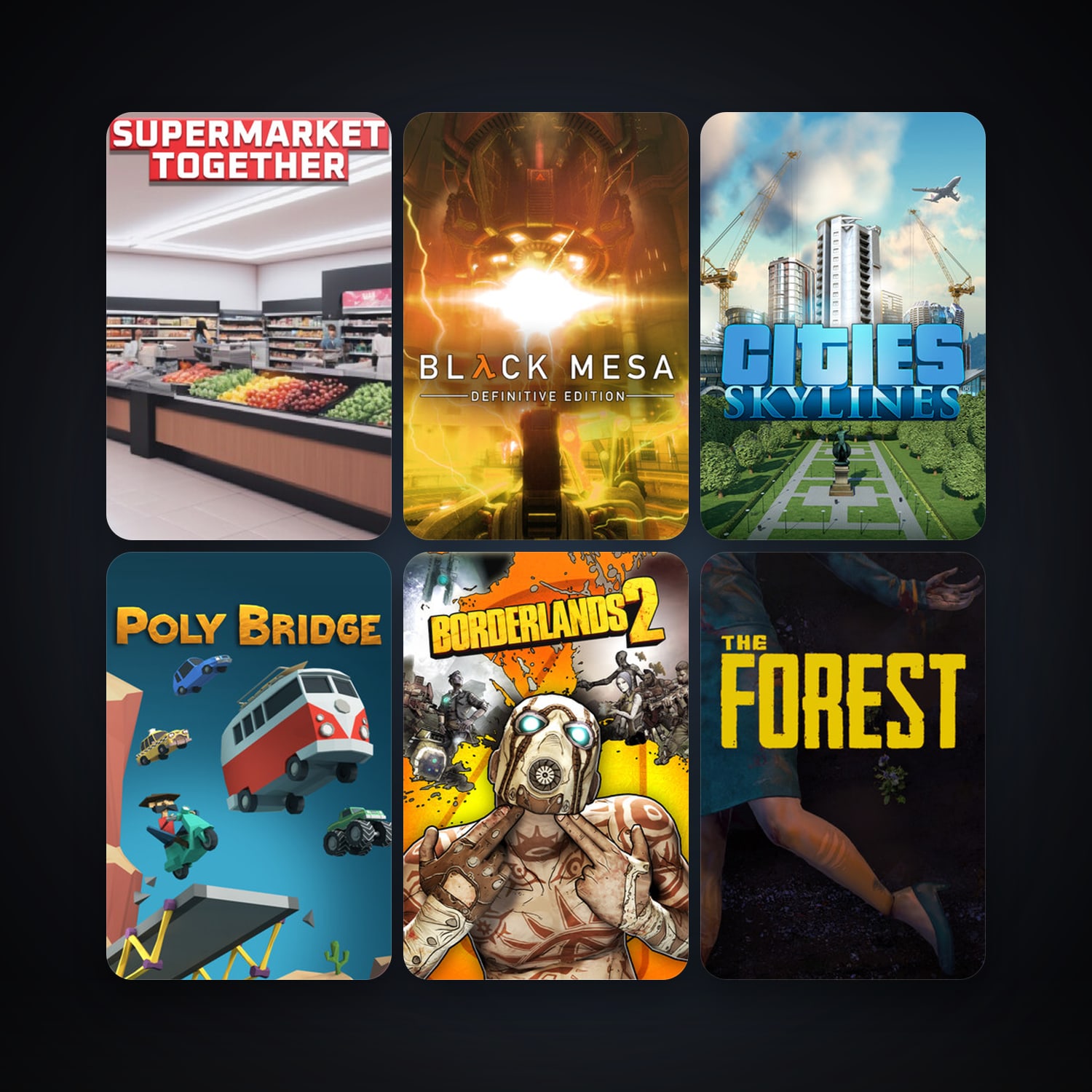 Borderlands 2 + The Forest, 12 games, clean — HabibiAccounts