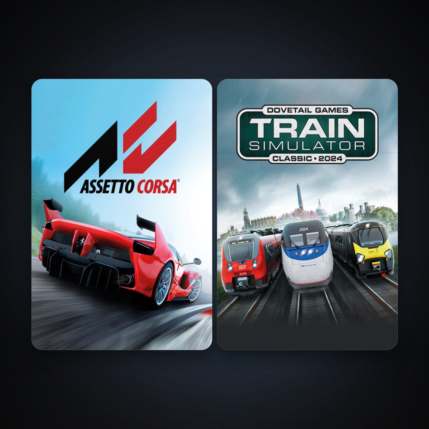 Train Simulator Classic + Assetto Corsa, 3 games, clean — HabibiAccounts
