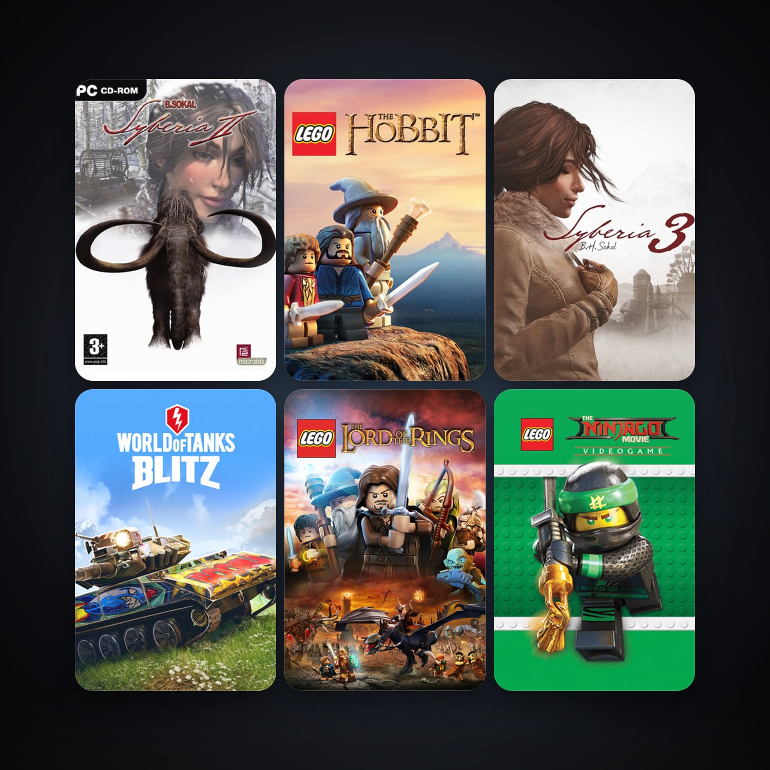 Syberia II + LEGO The Lord of the Rings, 8 games, clean — HabibiAccounts