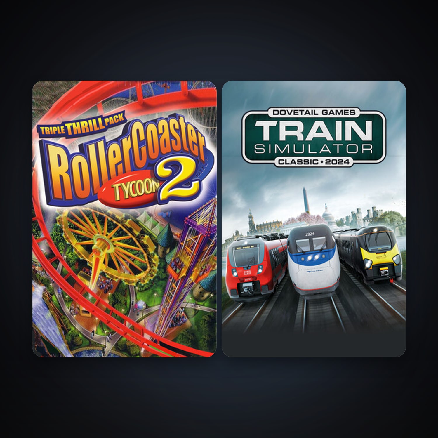 Train Simulator Classic + RollerCoaster Tycoon 2: Triple Thrill Pack, 6 games, clean — HabibiAccounts